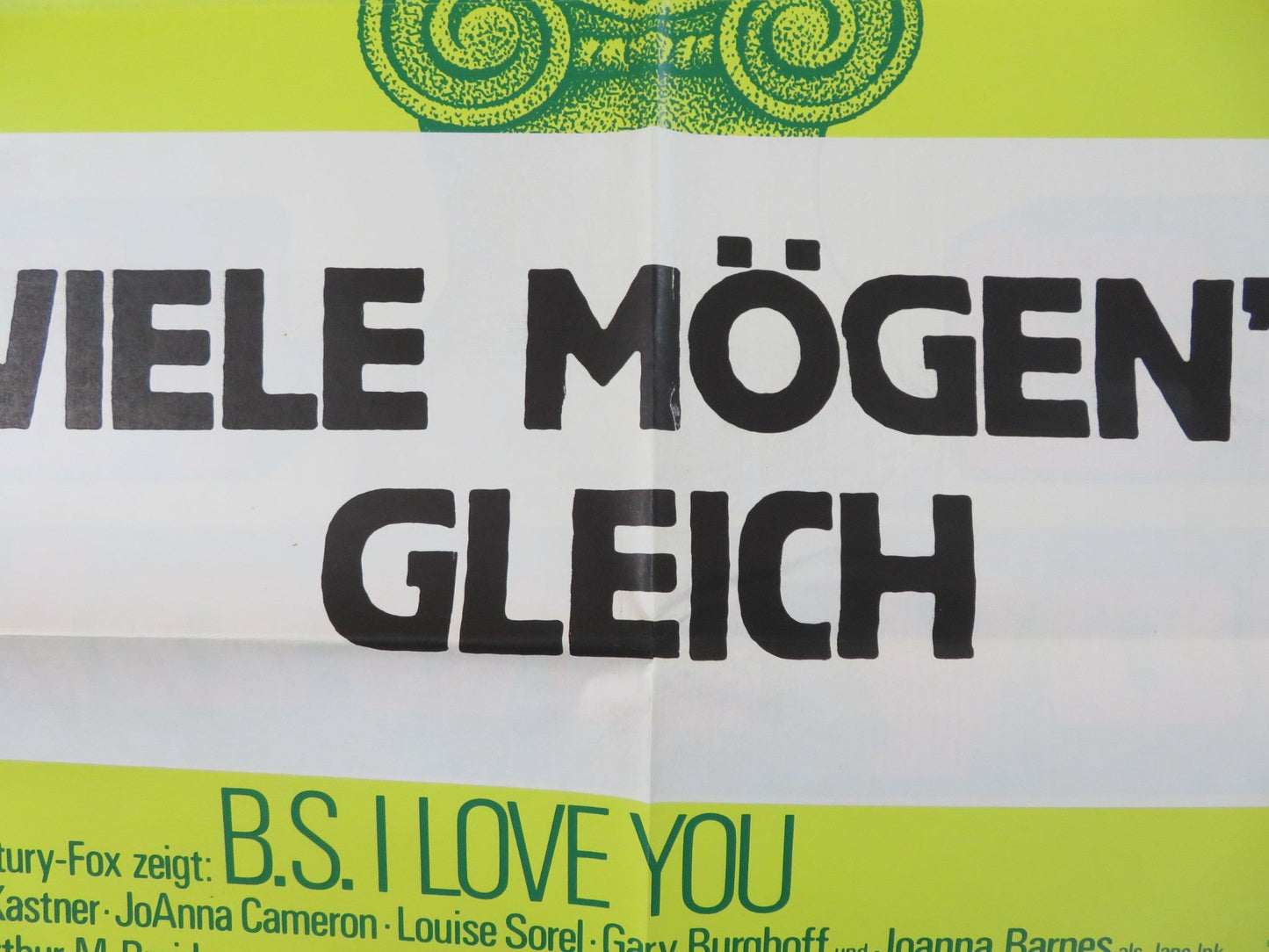 B.S. I LOVE YOU GERMAN A1 POSTER FOLDED PETER KASTNER JOANNA CAMERON 1971 Rendezvous Cinema Movie posters