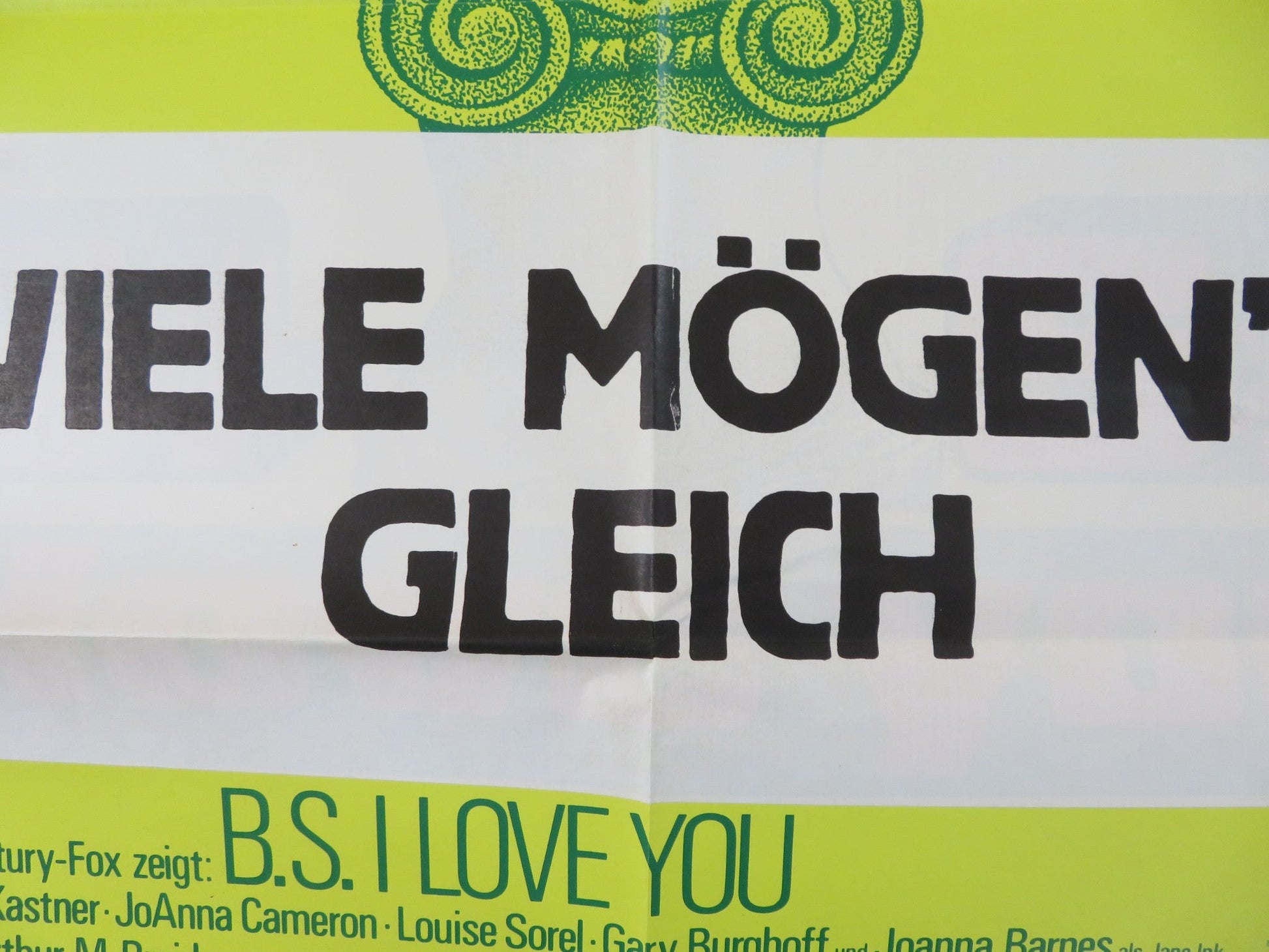 B.S. I LOVE YOU GERMAN A1 POSTER FOLDED PETER KASTNER JOANNA CAMERON 1971 Rendezvous Cinema Movie posters