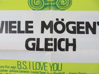 B.S. I LOVE YOU GERMAN A1 POSTER FOLDED PETER KASTNER JOANNA CAMERON 1971 Rendezvous Cinema Movie posters