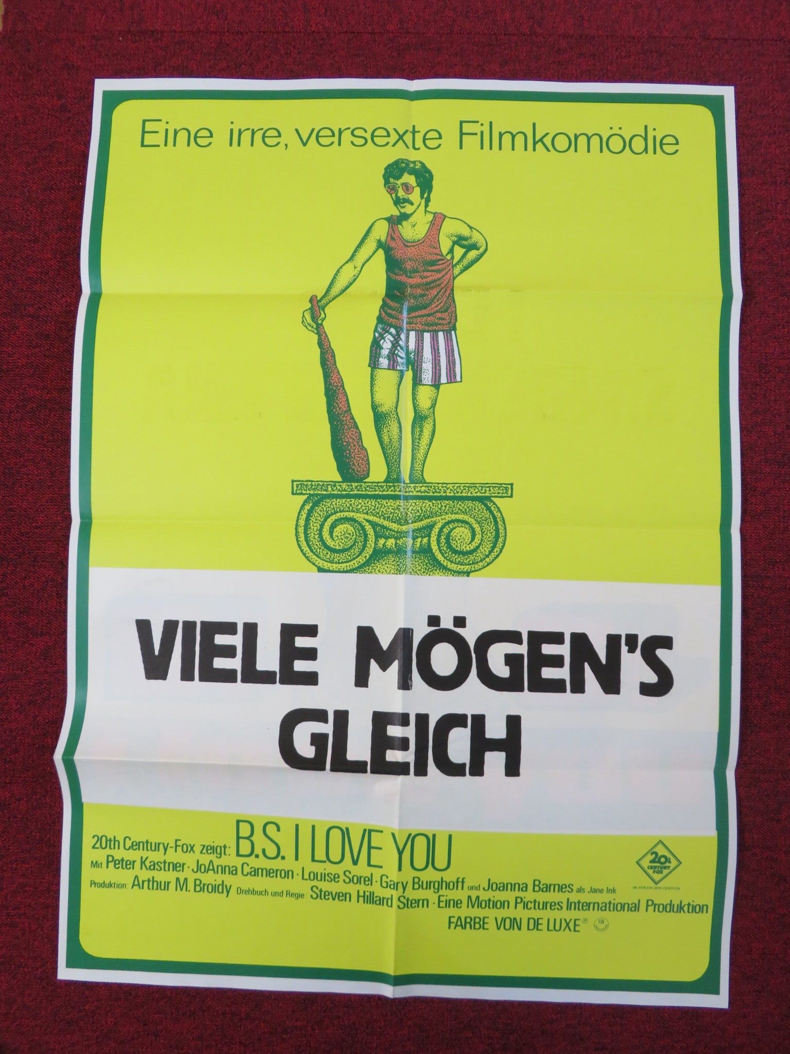 B.S. I LOVE YOU GERMAN A1 POSTER FOLDED PETER KASTNER JOANNA CAMERON 1971 Rendezvous Cinema Movie posters