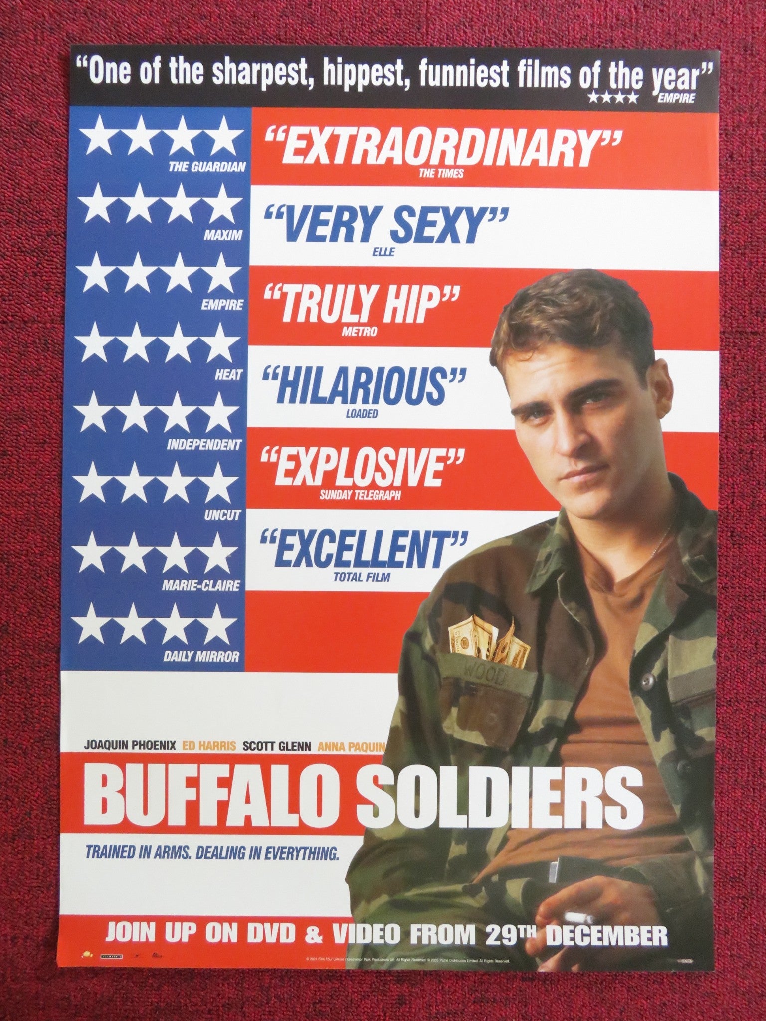 BUFFALO SOLDIERS DVD & VHS VIDEO POSTER JOAQUIN PHOENIX ED HARRIS 2001 ...