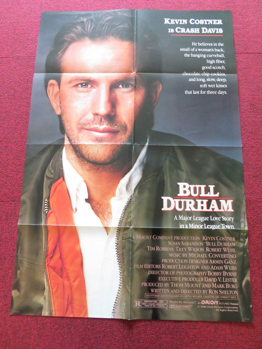 BULL DURHAM - B FOLDED US ONE SHEET POSTER KEVIN COSTNER SUSAN SARANDON 1988 Rendezvous Cinema Movie posters