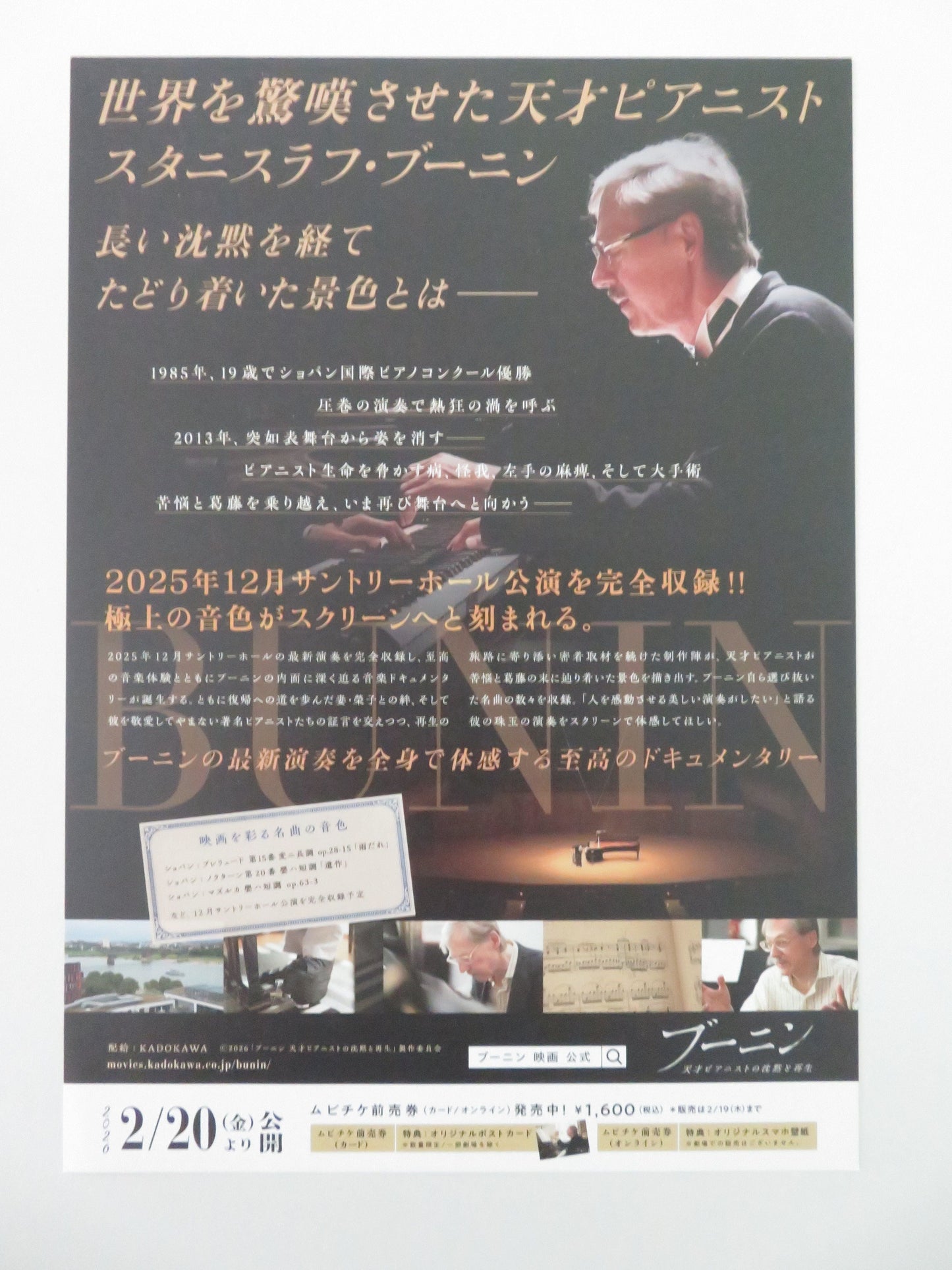 Bunin: The Silence and Rebirth of a Genius Pianist Japanese Chirashi (B5) Poster Movie posters