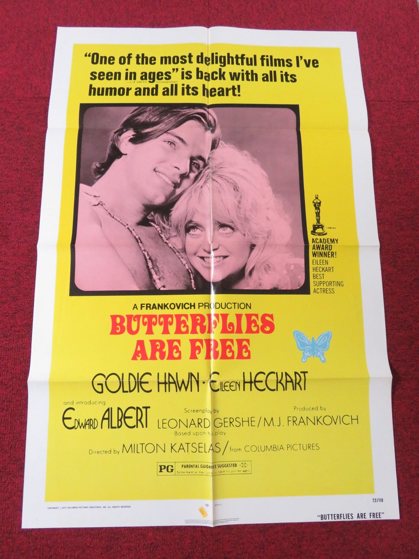 BUTTERFLIES ARE FREE FOLDED US ONE SHEET POSTER GOLDIE HAWN EDWARD ALBERT 1972 Rendezvous Cinema Movie posters
