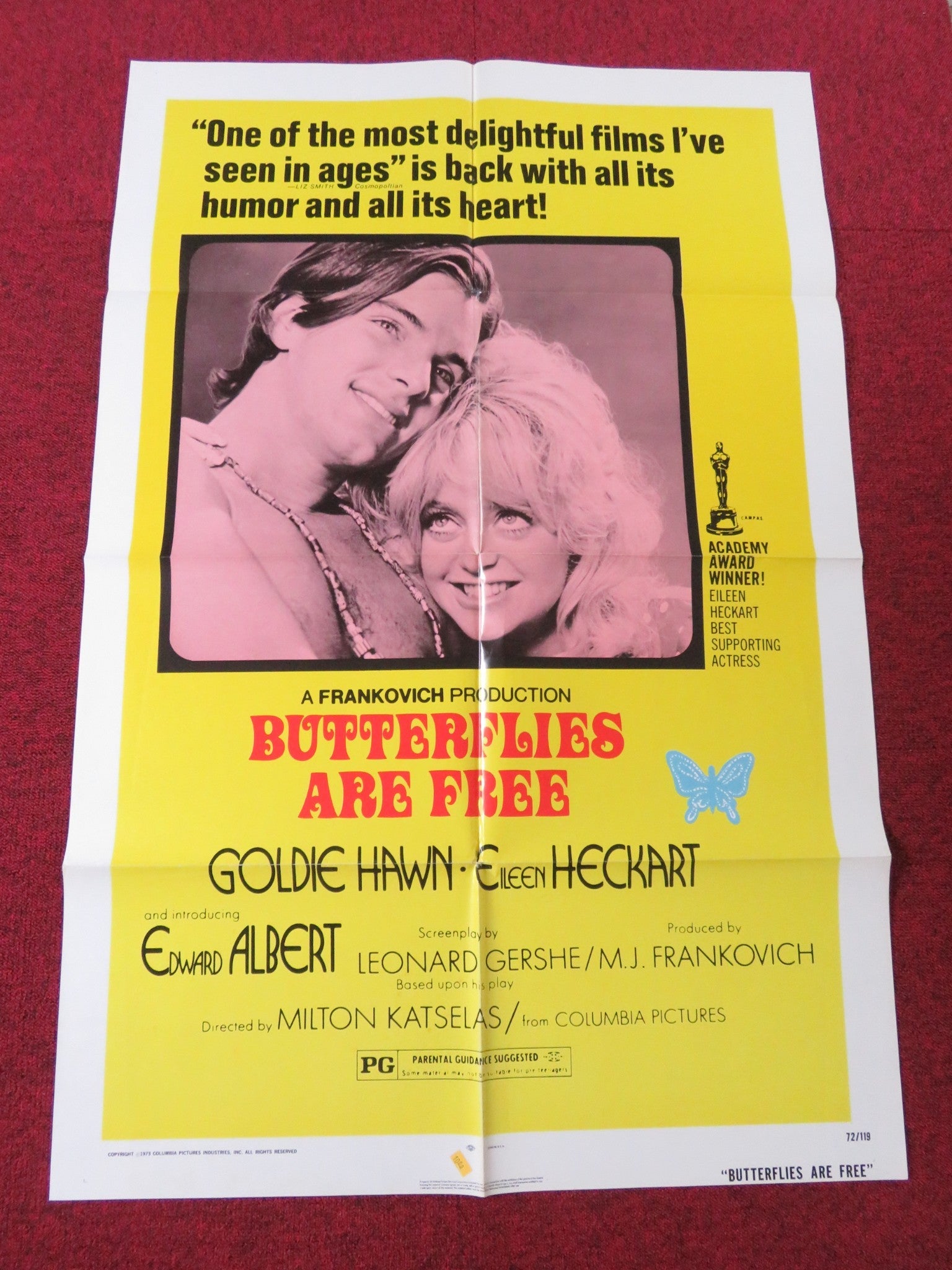 BUTTERFLIES ARE FREE FOLDED US ONE SHEET POSTER GOLDIE HAWN EDWARD ALBERT 1972 Rendezvous Cinema Movie posters