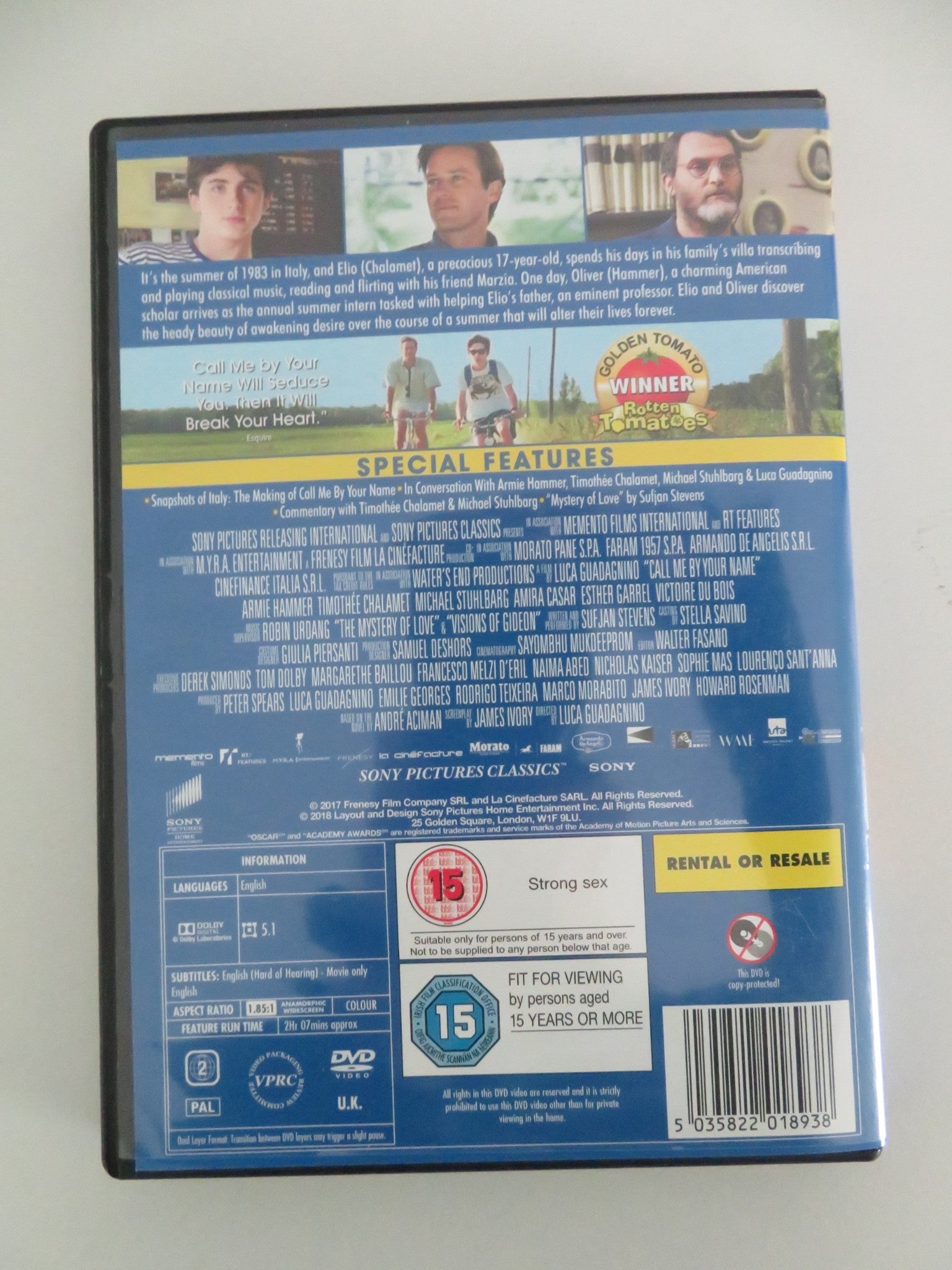 Call me by your name (DVD) Timothee Chalamet Armie Hammer 2017 Region 2 Movie posters