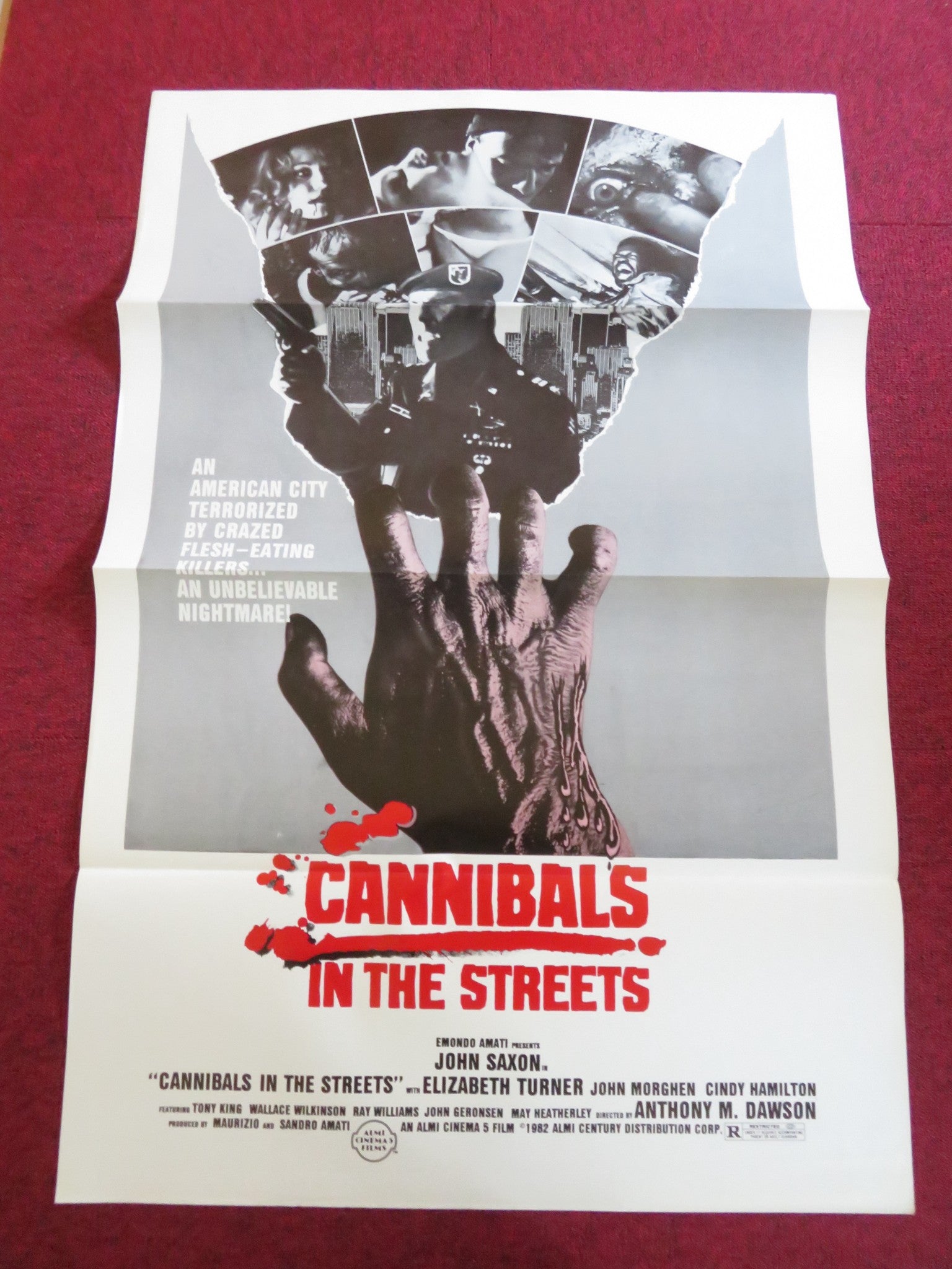 CANNIBAL APOCALYPSE US TRI FOLDED ONE SHEET ROLLED POSTER J. SAXON 1982 Rendezvous Cinema Movie posters