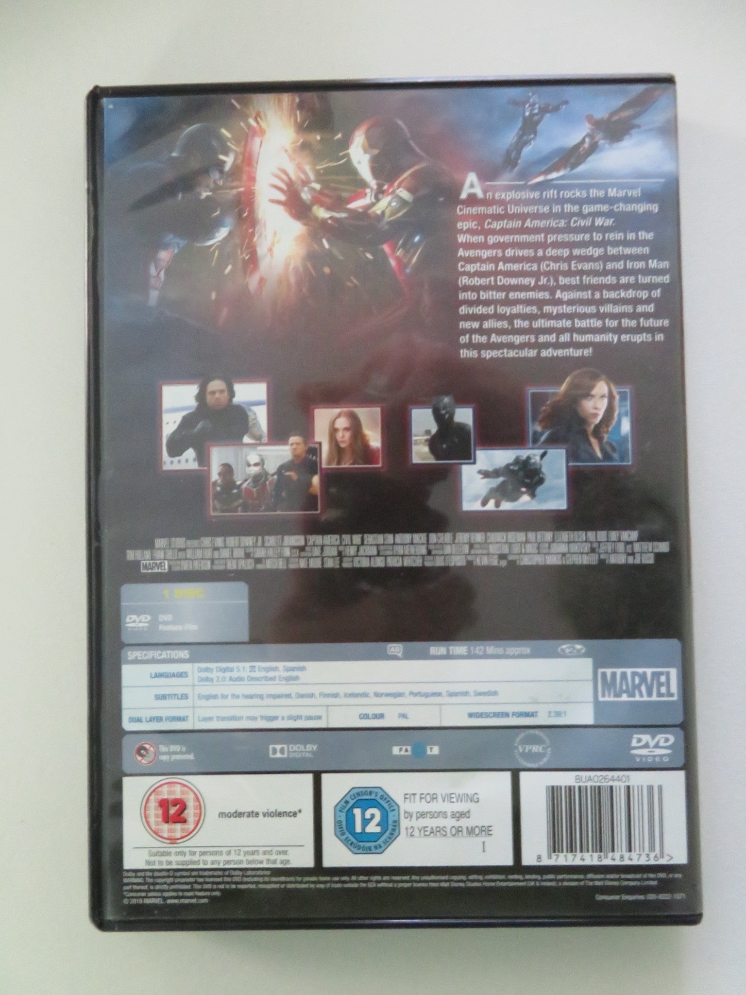 CAPTAIN AMERICA: CIVIL WAR (DVD) MARVEL CHRIS EVANS 2016 REGION 2 Movie posters