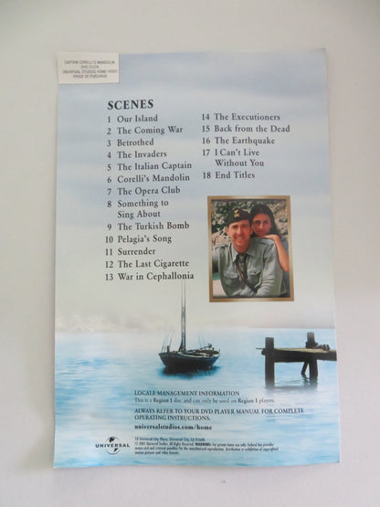 Captain Corelli's Mandolin (DVD) Nicolas Cage Penelope Cruz 2001 Region 1 Movie posters