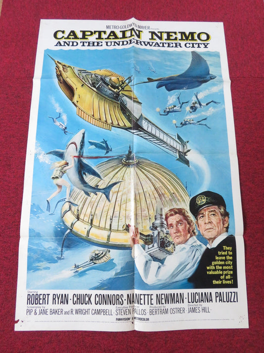 CAPTAIN NEMO AND THE UNDERGROUND CITY FOLDED US ONE SHEET POSTER R. RYAN 1969 Rendezvous Cinema Movie posters