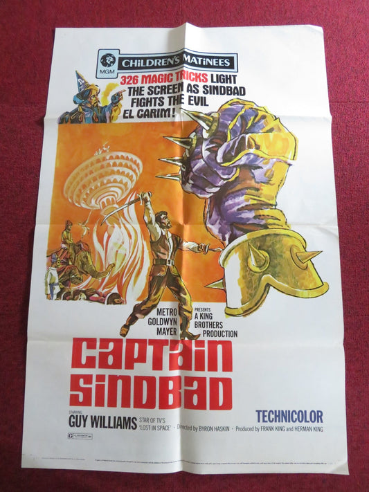 CAPTAIN SINDBAD FOLDED US ONE SHEET POSTER GUY WILLIAMS HEIDI BRUHL R1963 Rendezvous Cinema Movie posters