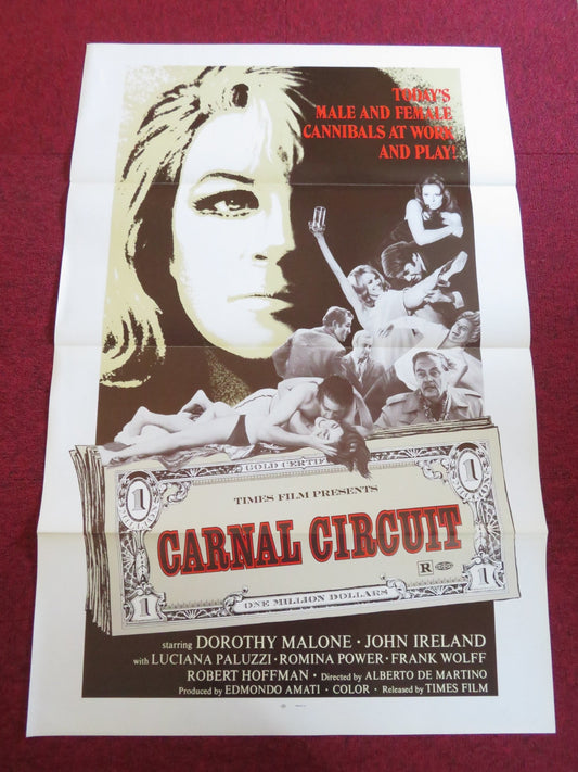 CARNAL CIRCUIT US TRI FOLDED ONE SHEET ROLLED POSTER DOROTHY MALONE IRELAND 1969 Rendezvous Cinema Movie posters