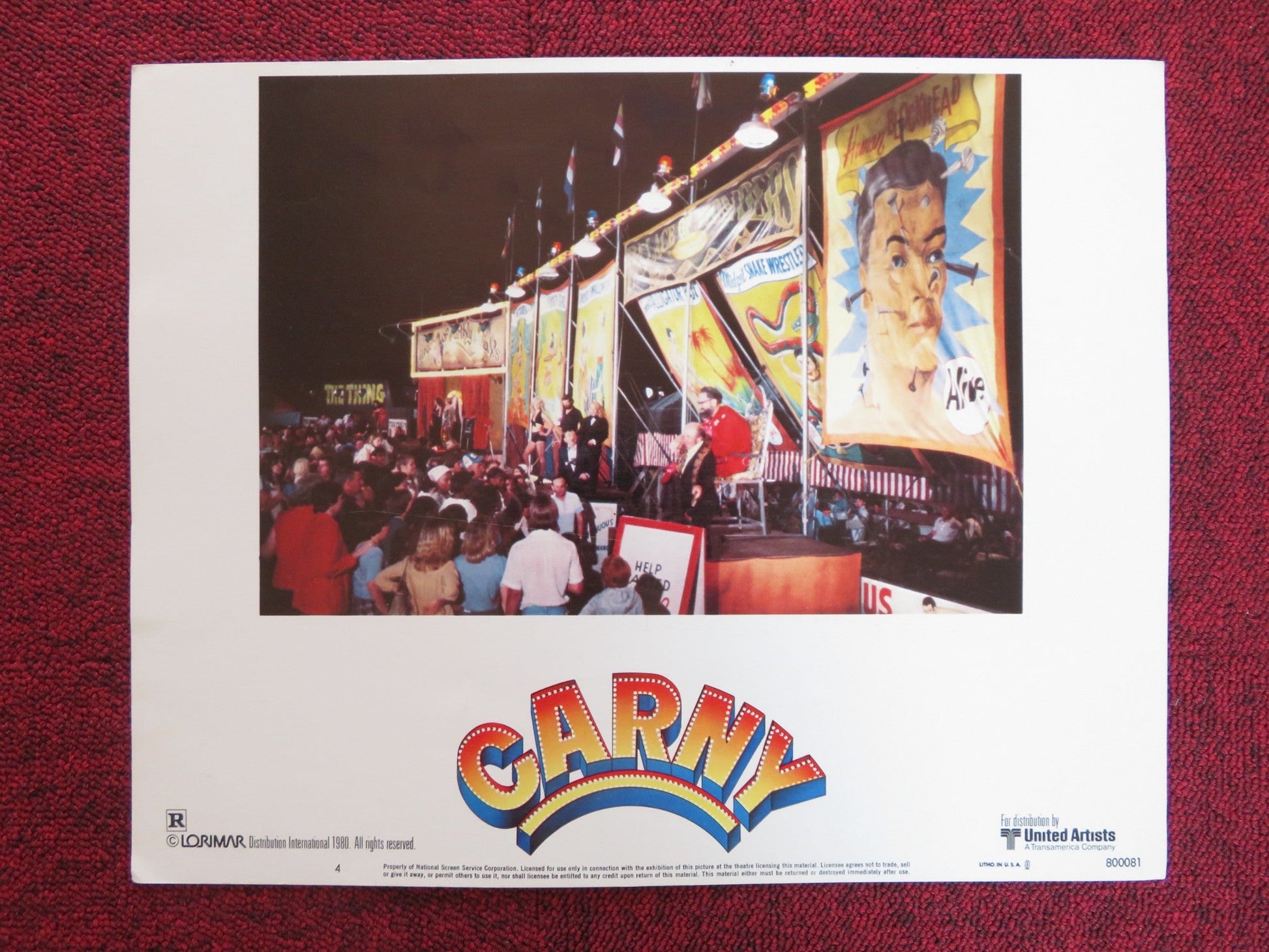 CARNY US LOBBY CARD FULL SET GARY BUSEY JODIE FOSTER 1980 Rendezvous Cinema Movie posters