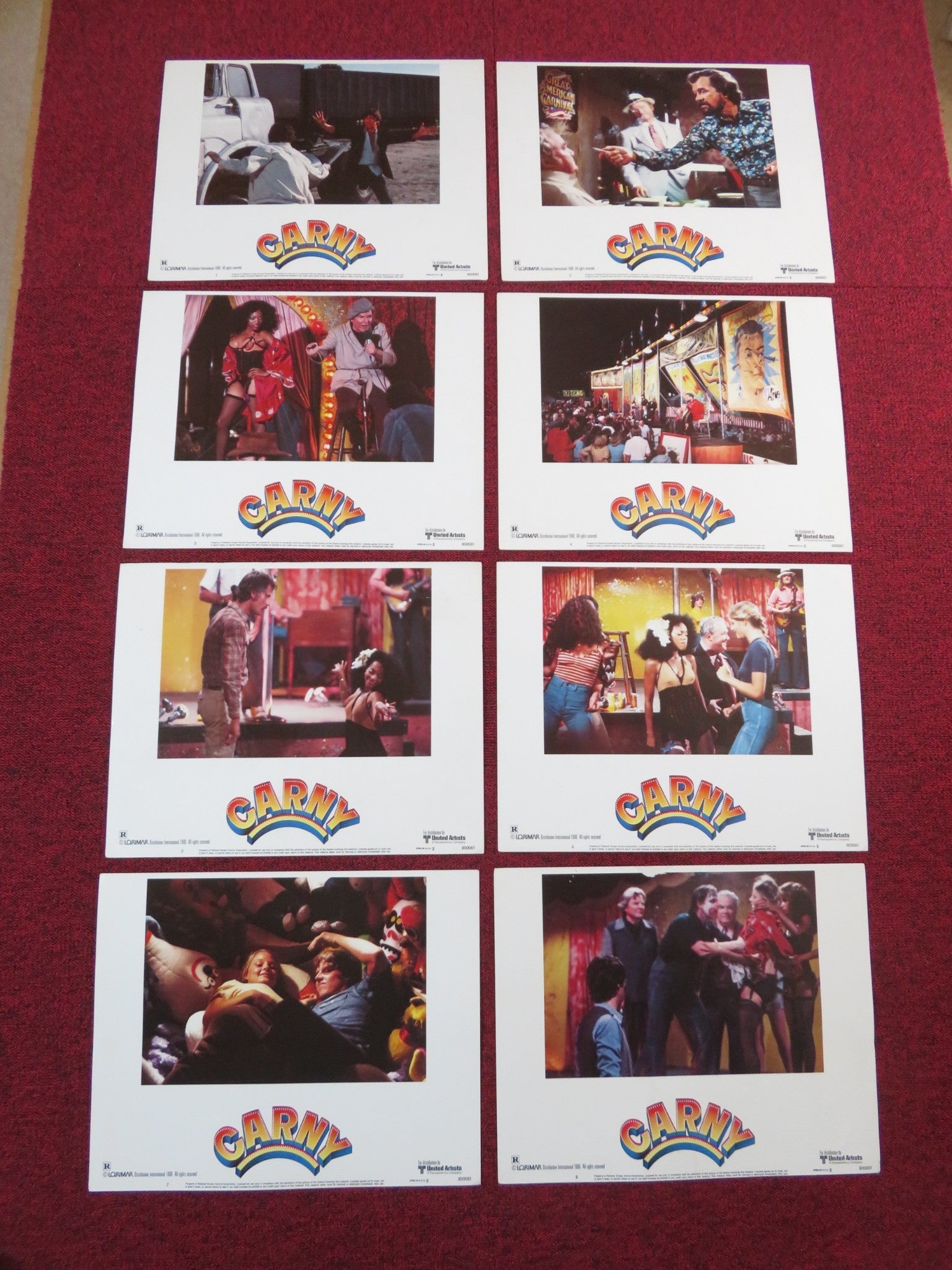 CARNY US LOBBY CARD FULL SET GARY BUSEY JODIE FOSTER 1980 Rendezvous Cinema Movie posters