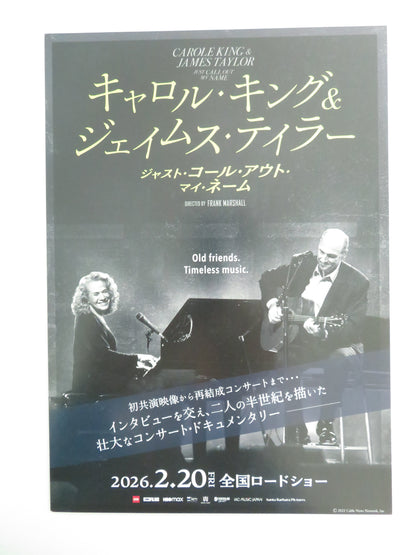 Carole King & James Taylor: Just Call Out... Japanese Chirashi (B5) Poster 2022 Movie posters