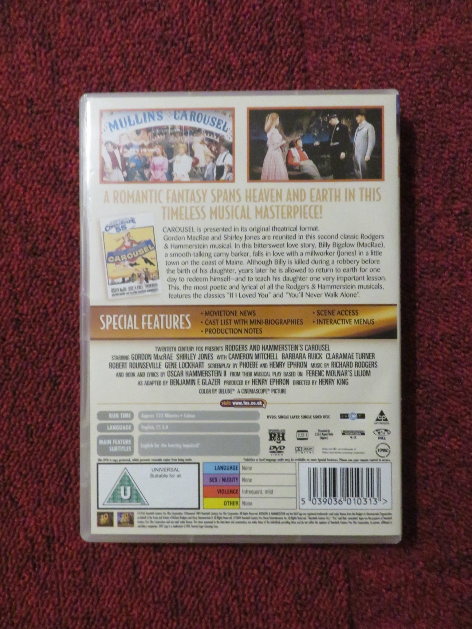CAROUSEL (DVD) GORDON MACRAE SHIRLEY JONES 1956 REGION 2 Rendezvous Cinema Movie posters