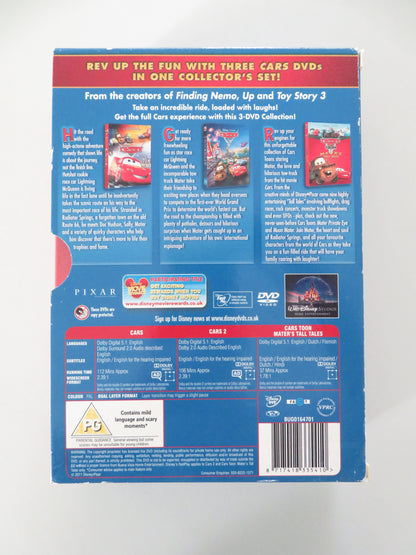 Cars, Cars 2 and Cars Toon Mater's Tall Tales (DVD BoxSet) Disney 2006 Region 2 Movie posters