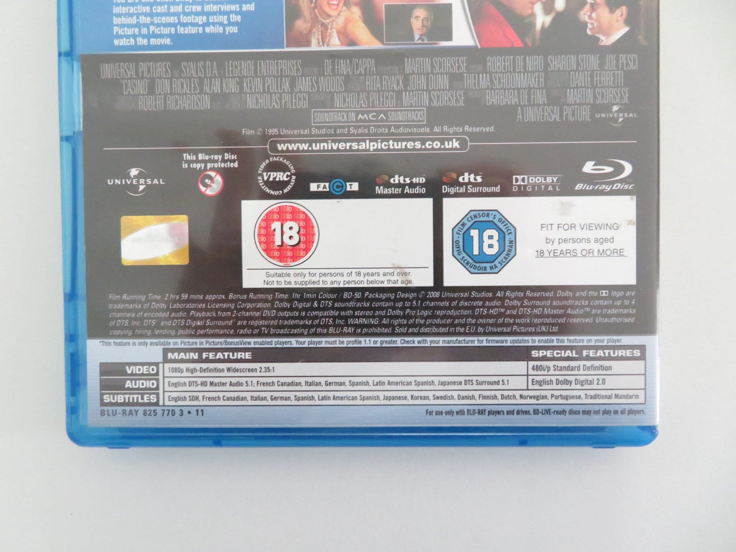 CASINO (BLU - RAY) ROBERT DE NIRO SHARON STONE 1995 REGION B Movie posters