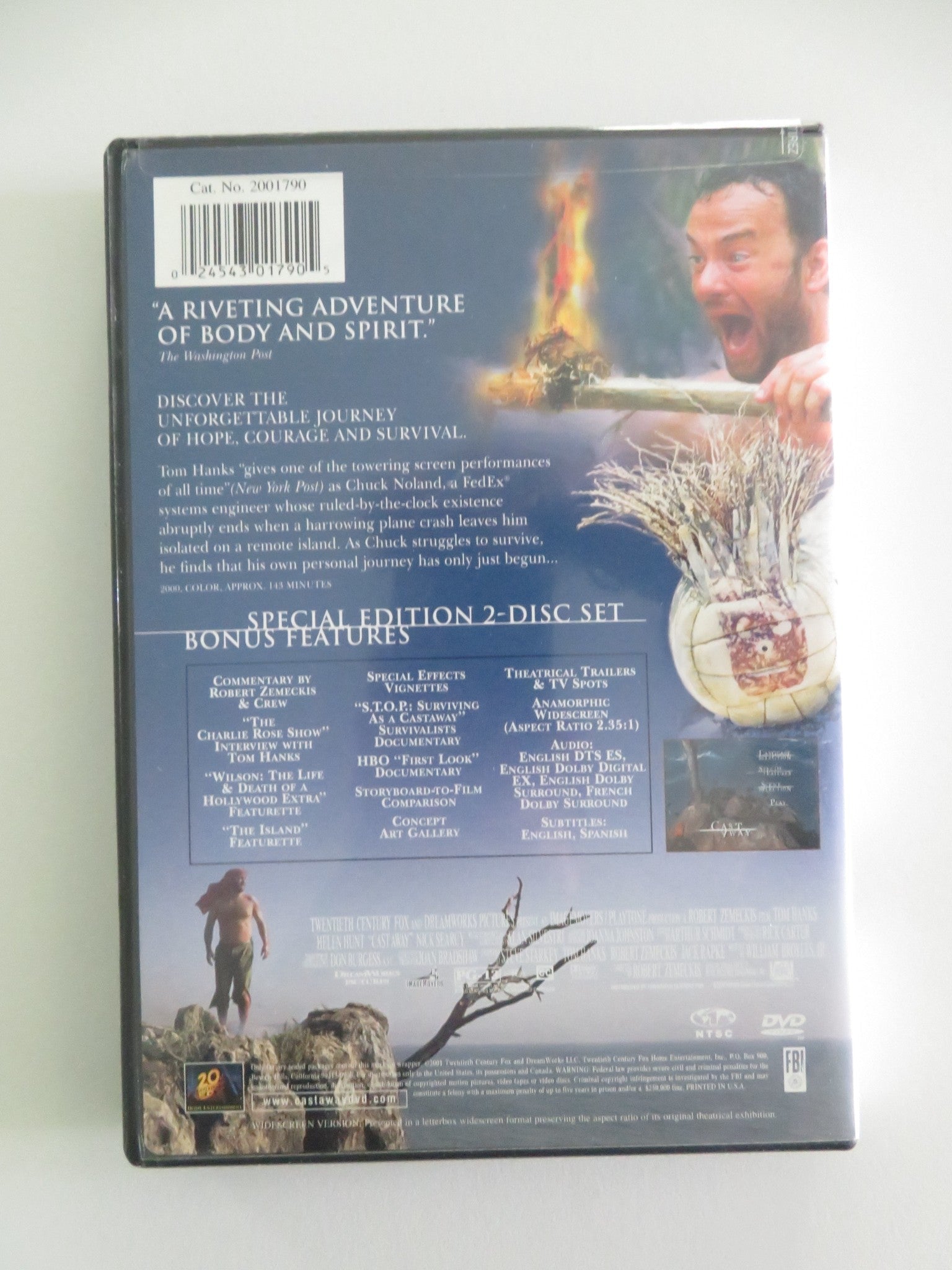 Cast Away - Special edition 2 disc set (DVD) Tom Hanks Helen Hunt 2000 Region 1 Movie posters