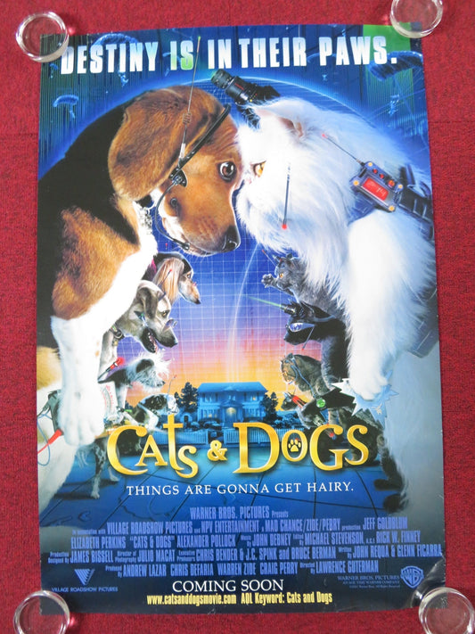 CATS & DOGS US ONE SHEET ROLLED POSTER JEFF GOLDBLUM ELIZABETH PERKINS 2001 Rendezvous Cinema Movie posters