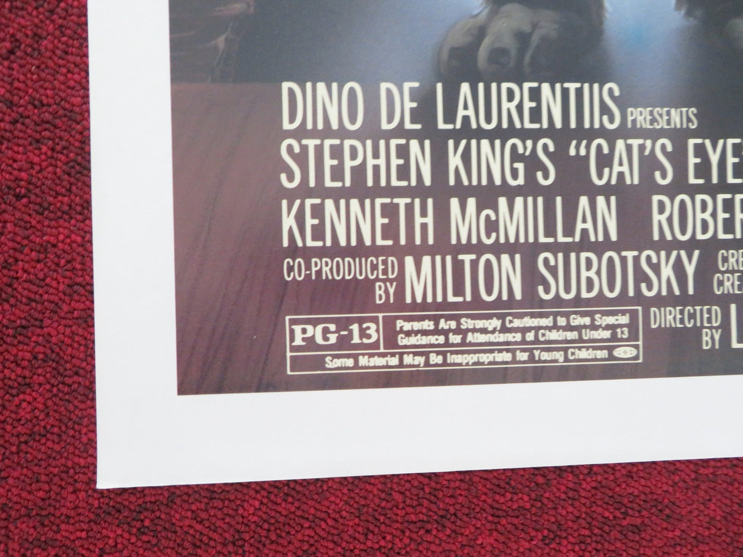CAT'S EYE FOLDED US ONE SHEET POSTER STEPHEN KING DREW BARRYMORE J. WOODS 1985 Movie posters