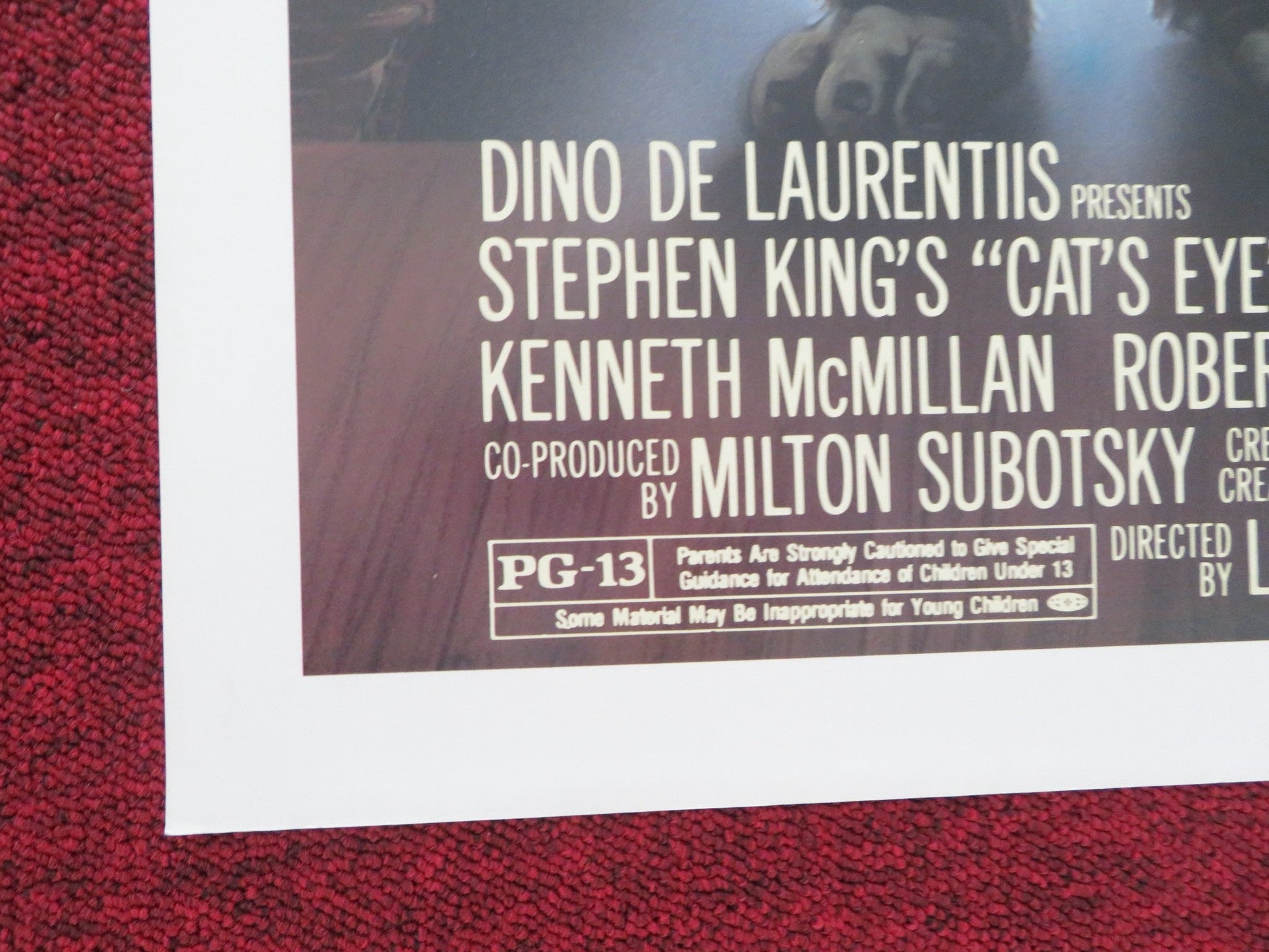 CAT'S EYE FOLDED US ONE SHEET POSTER STEPHEN KING DREW BARRYMORE J. WOODS 1985 Movie posters