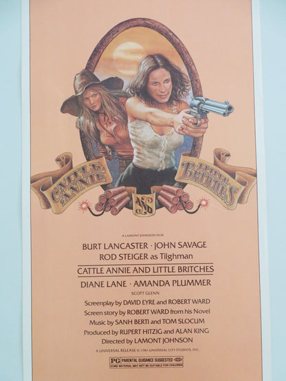 CATTLE ANNIE AND LITTLE BRITCHES US INSERT POSTER BURT LANCASTER J. SAVAGE 1981 Movie posters