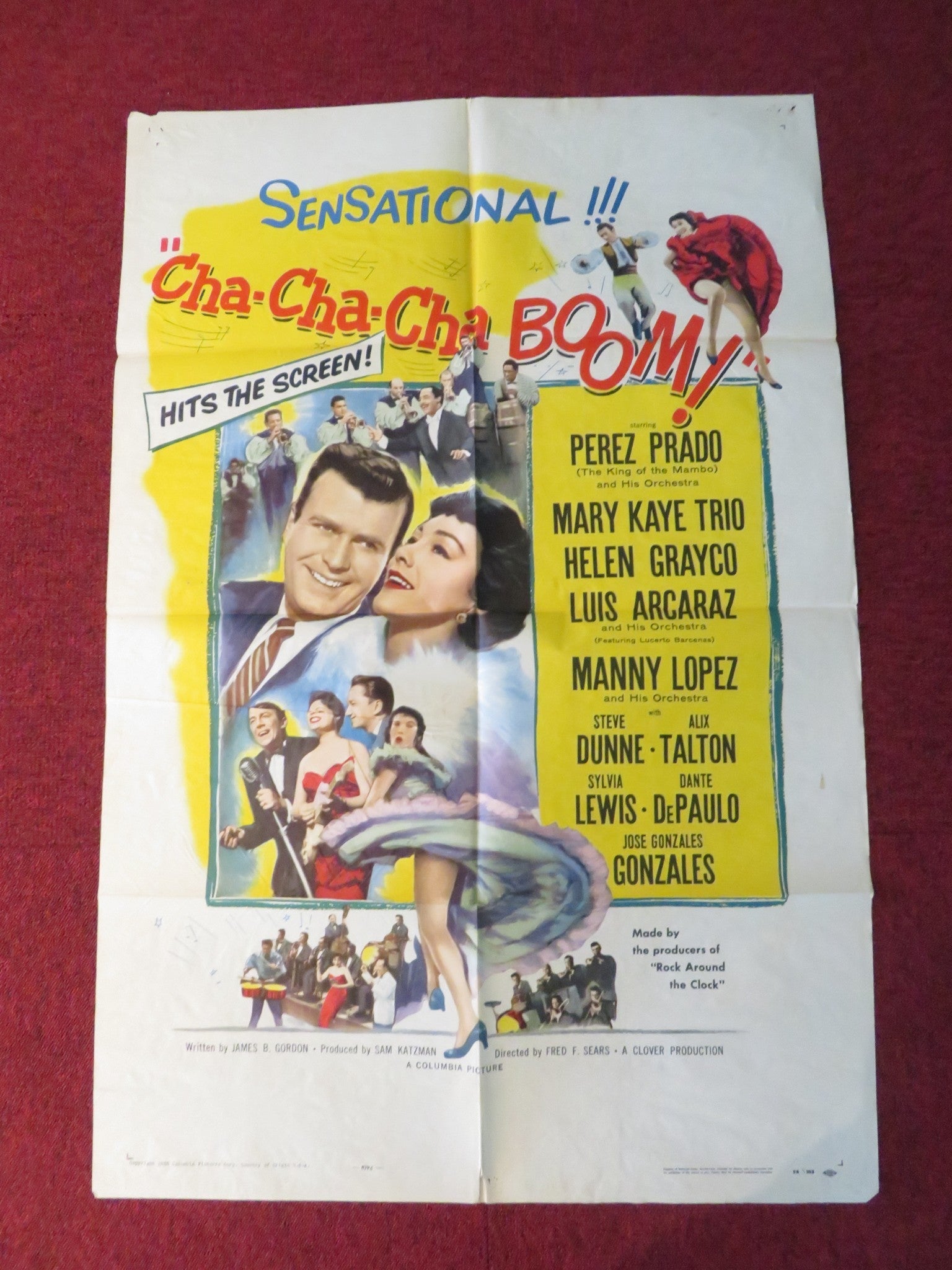 CHA CHA CHA BOOM! FOLDED US ONE SHEET POSTER DÁMASO PÉREZ PRADO MARY KAYE 1956 Rendezvous Cinema Movie posters