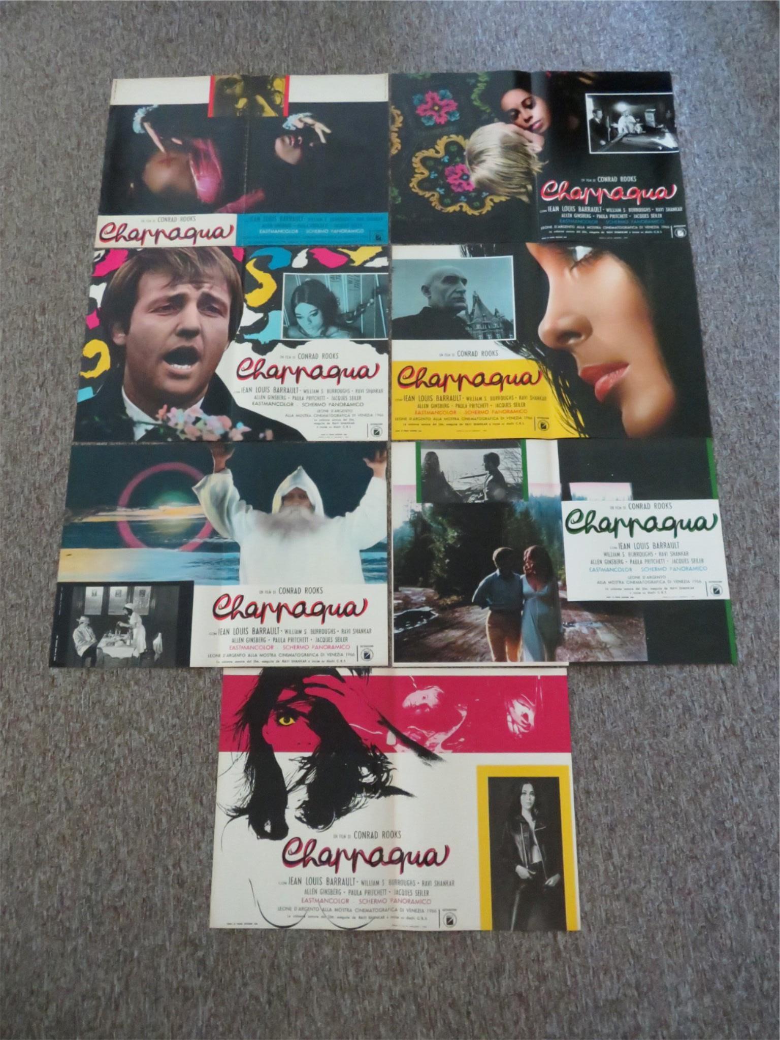 CHAPPAQUA ITALIAN FOTOBUSTA POSTERS LOT OF 7 CONRAD ROOKS LOUIS BARRAULT 1968 Movie posters