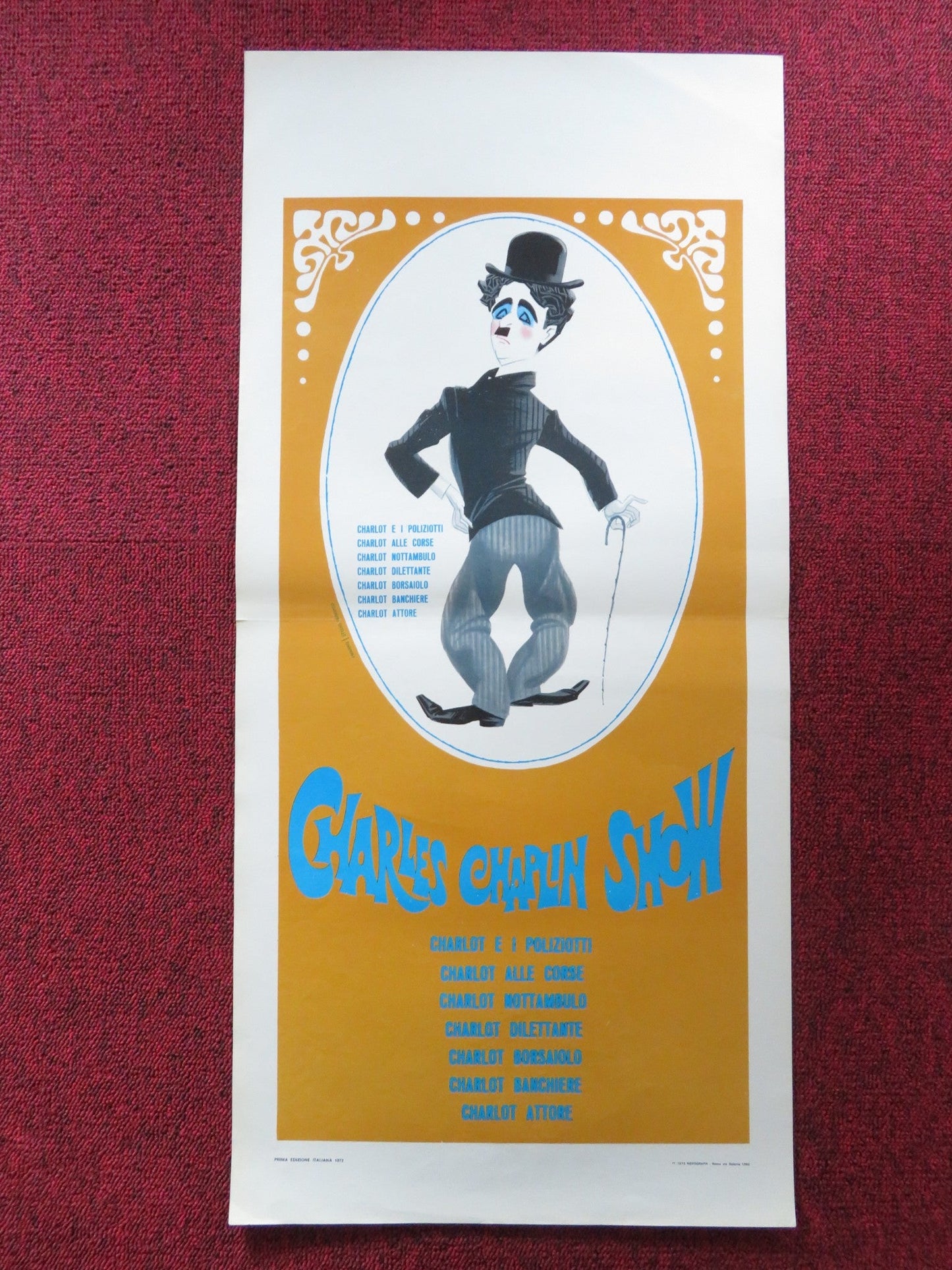 CHARLES CHAPLIN SHOW ITALIAN LOCANDINA POSTER PIOVANO 1972 Rendezvous Cinema Movie posters
