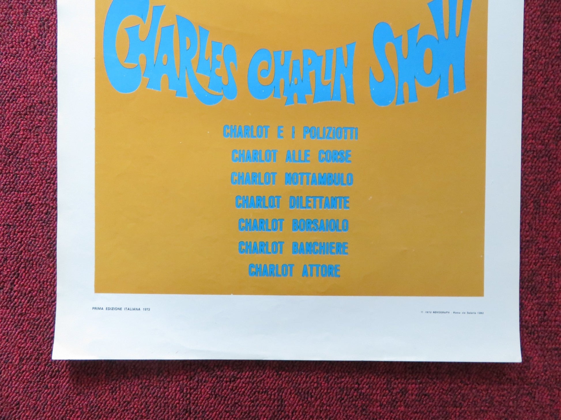 CHARLES CHAPLIN SHOW ITALIAN LOCANDINA POSTER PIOVANO 1972 Rendezvous Cinema Movie posters
