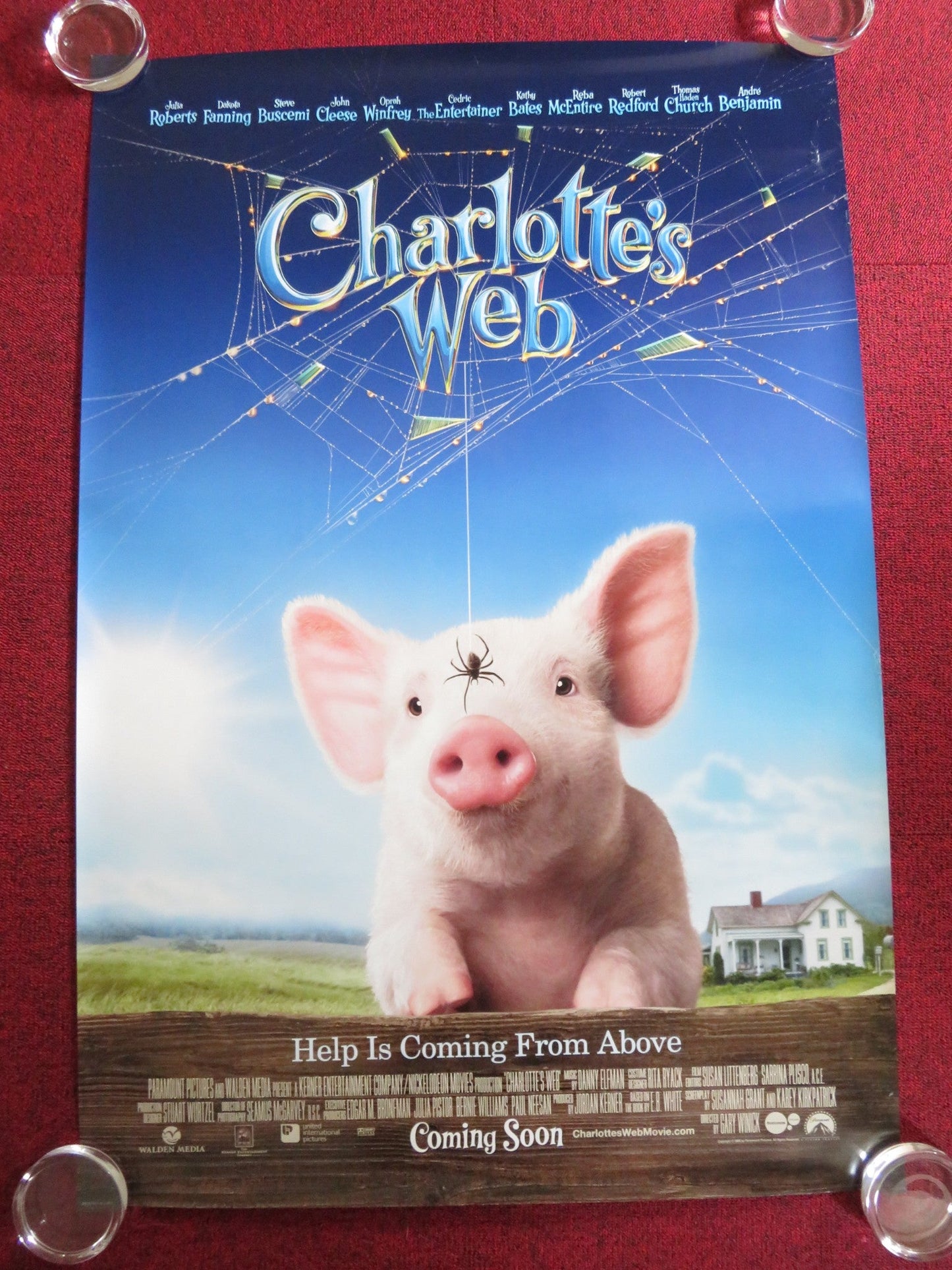 CHARLOTTE'S WEB US ONE SHEET ROLLED POSTER JULIA ROBERTS STEVE BUSCEMI 2006 Rendezvous Cinema Movie posters