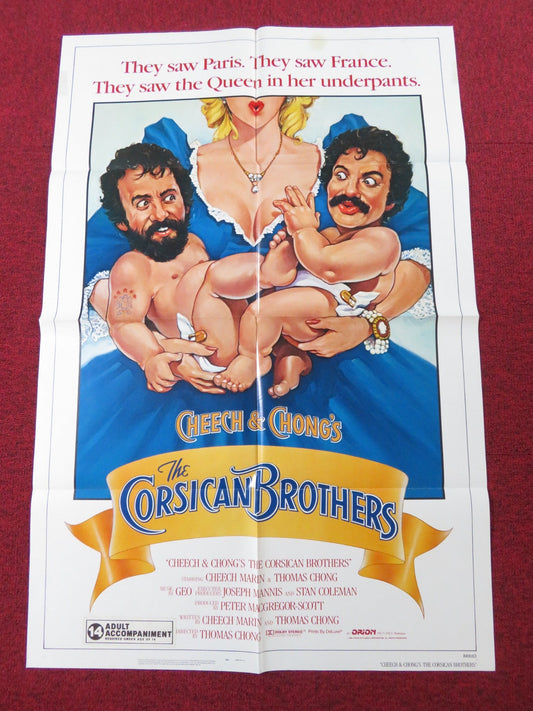 CHEECH & CHONG'S THE CORSICAN BROTHERS FOLDED US ONE SHEET POSTER 1984 Rendezvous Cinema Movie posters