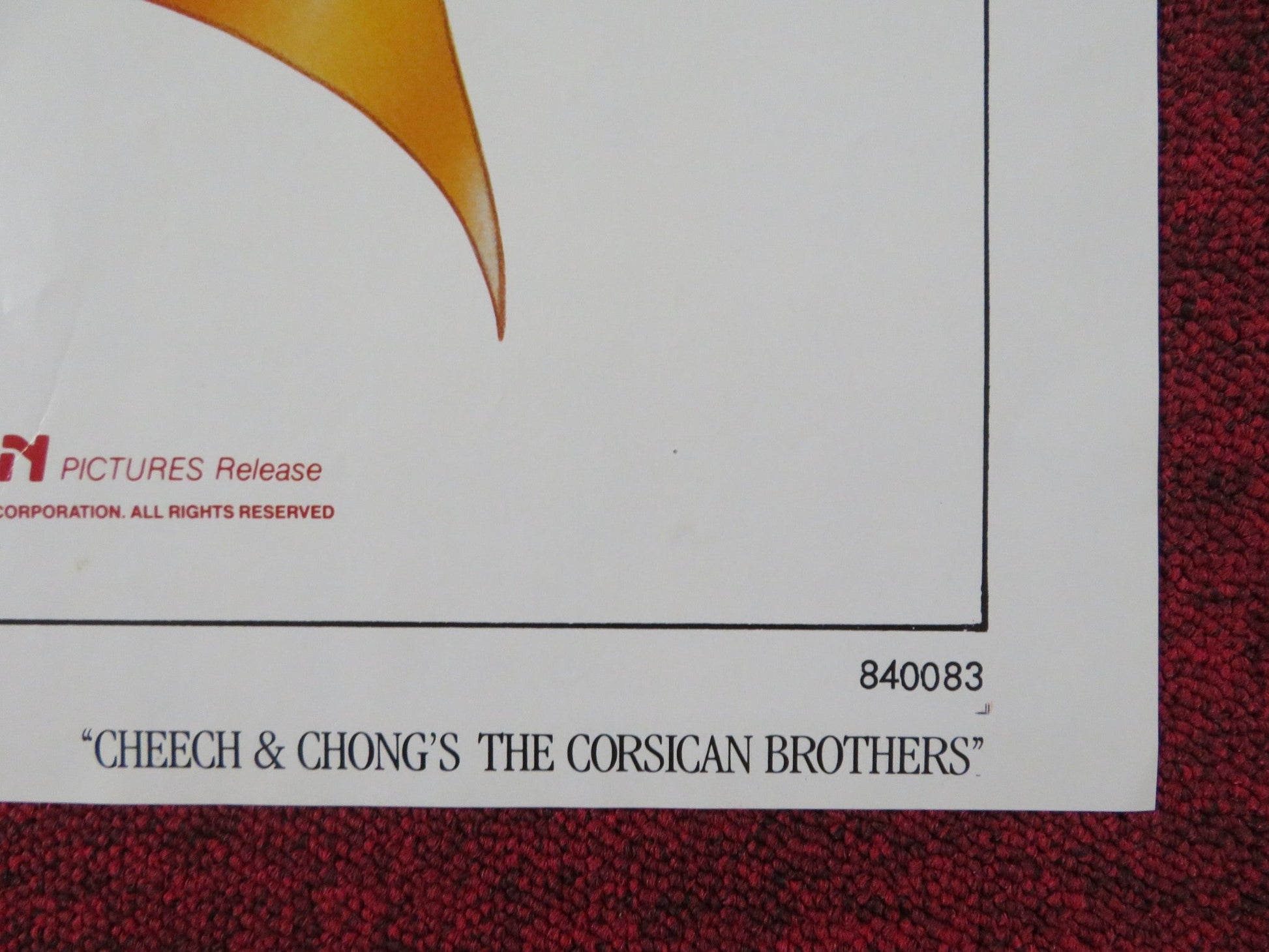 CHEECH & CHONG'S THE CORSICAN BROTHERS FOLDED US ONE SHEET POSTER 1984 Rendezvous Cinema Movie posters