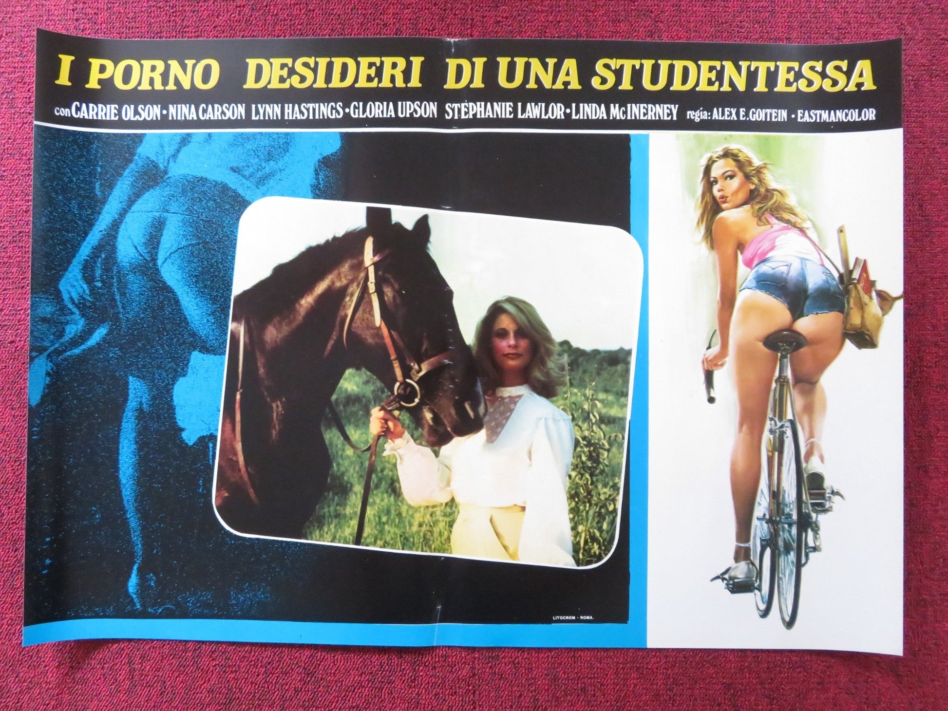 CHERRY HILL HIGH - E ITALIAN FOTOBUSTA POSTER NINA CARSON CARRIE OLSON 1977 Rendezvous Cinema Movie posters