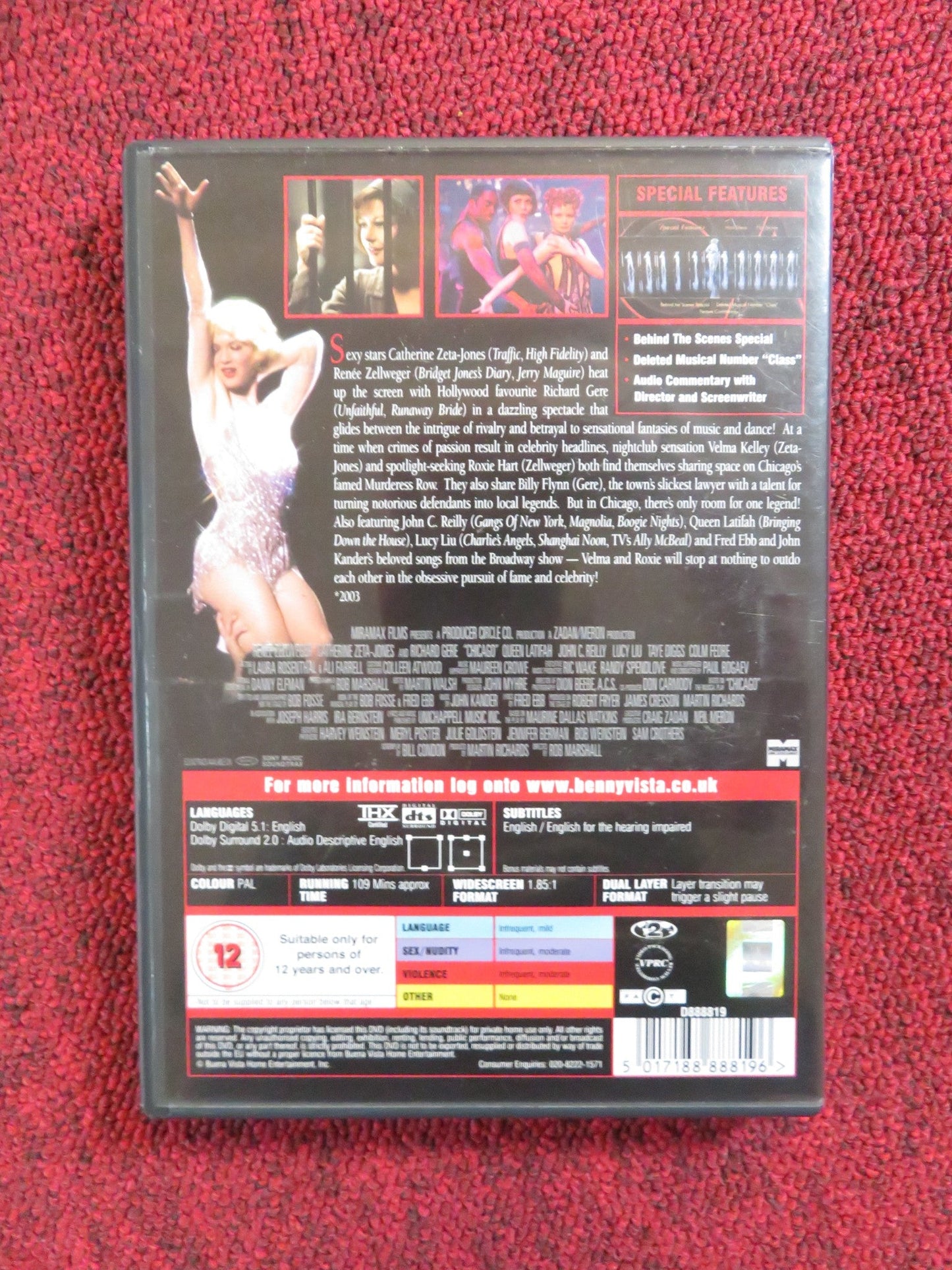 CHICAGO (DVD) CATHERINE ZETA - JONES RICHARD GERE 2002 REGION 2 Rendezvous Cinema Movie posters