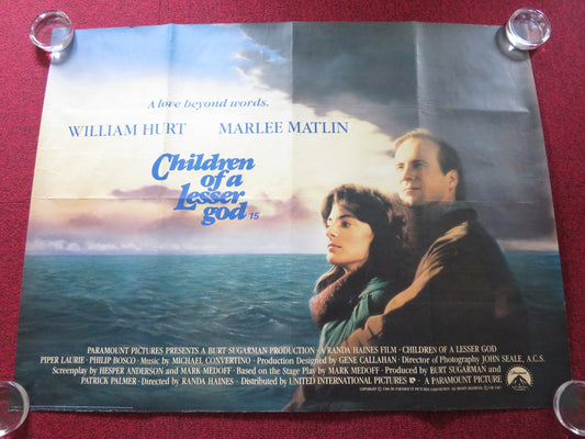 CHILDREN OF A LESSER GOD UK QUAD ROLLED POSTER WILLIAM HURT PIPER LAURIE 1986 Rendezvous Cinema Movie posters