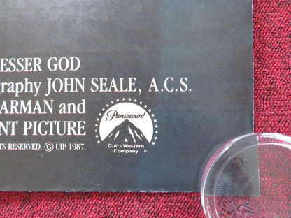 CHILDREN OF A LESSER GOD UK QUAD ROLLED POSTER WILLIAM HURT PIPER LAURIE 1986 Rendezvous Cinema Movie posters