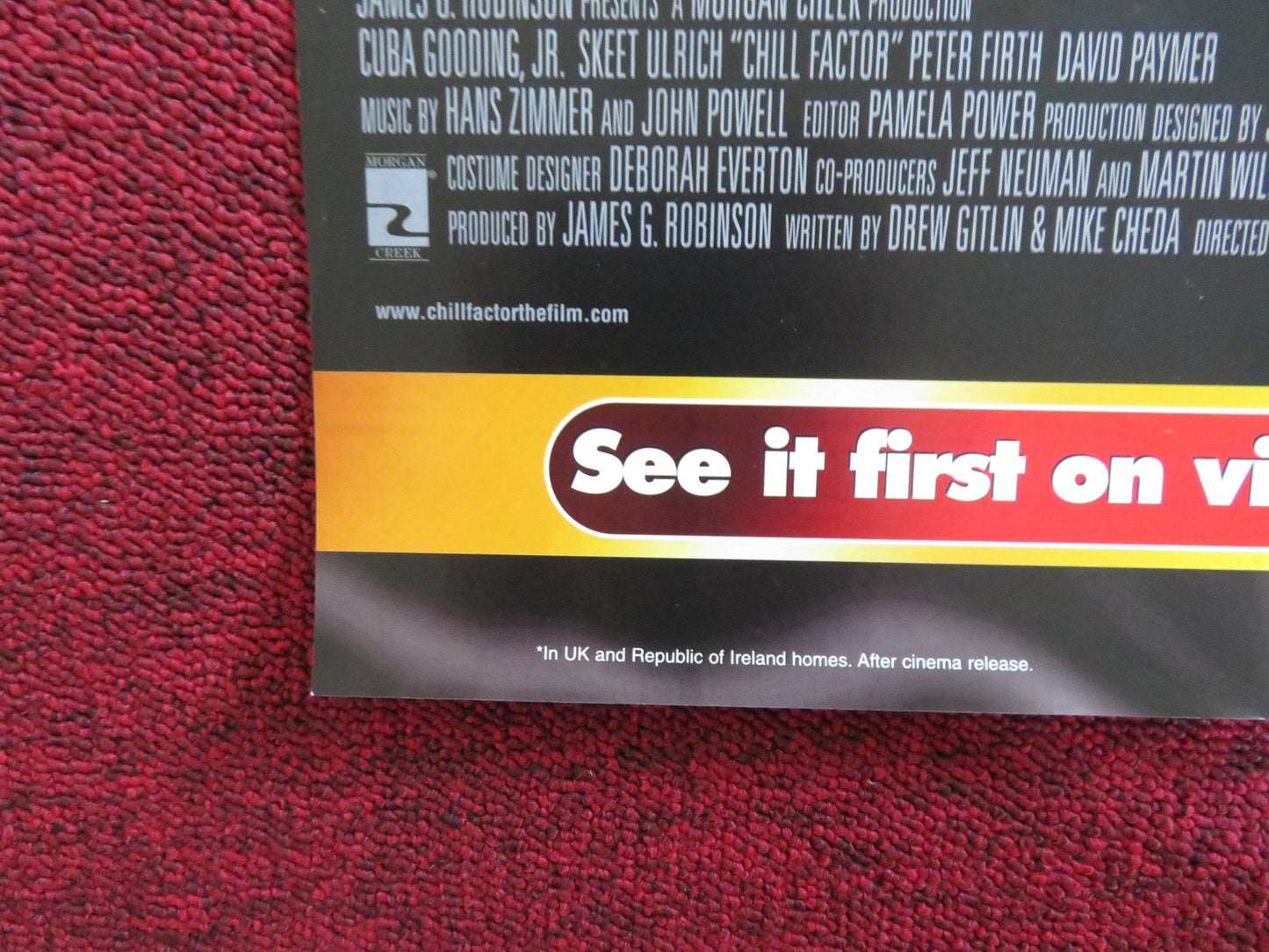 CHILL FACTOR VHS VIDEO POSTER CUBA GOODING JR. SKEET ULRICH 1999 Rendezvous Cinema Movie posters