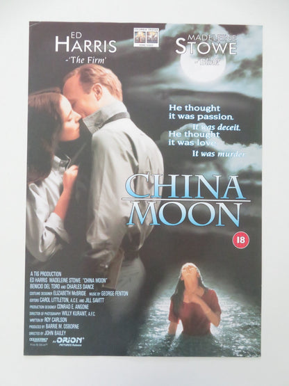 CHINA MOON VHS VIDEO POSTER ED HARRIS MADELEINE STOWE 1994 Movie posters