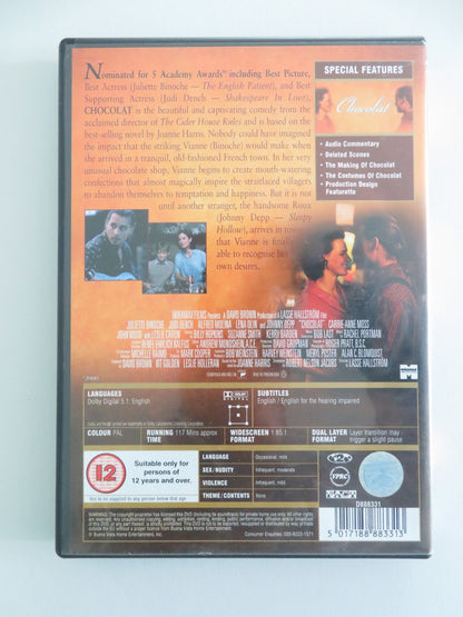 CHOCOLAT (DVD) JOHNNY DEPP JULIETTE BINOCHE 2000 REGION 2 Movie posters