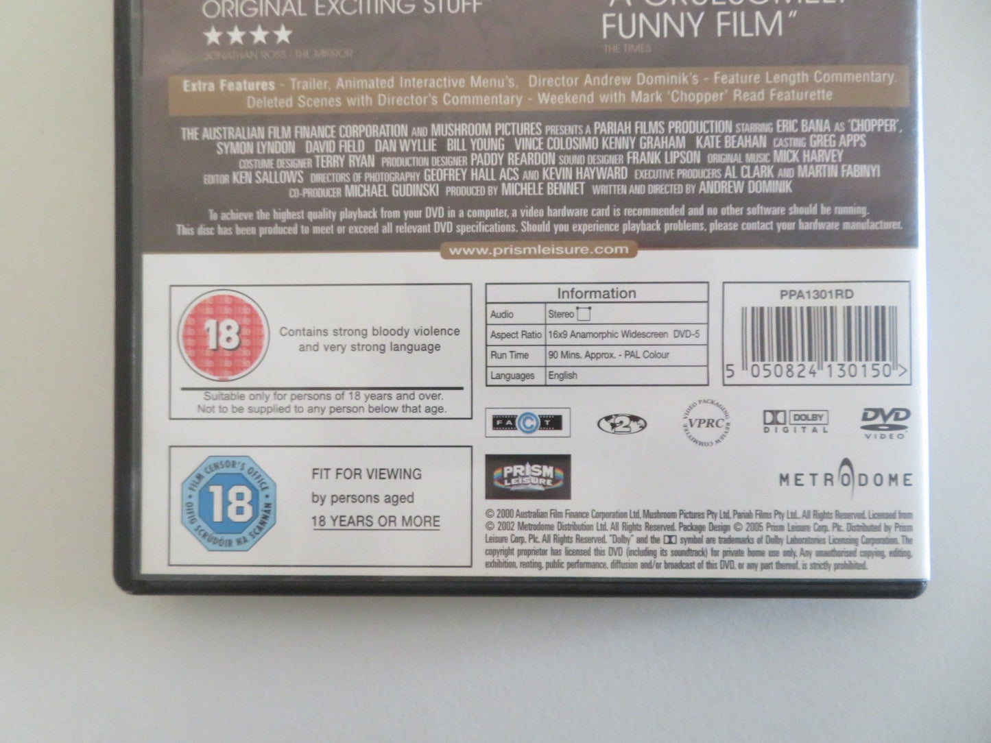 CHOPPER (DVD) ERIC BANA VINCE COLOSIMO 2000 REGION 2 - Rendezvous Cinema