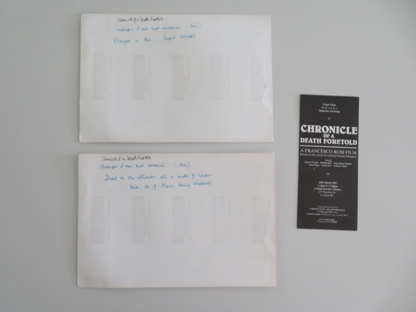 Chronicle of a Death Foretold - B Movie Still Photo Lot Of 2 Rupert Everett 1987 Movie posters