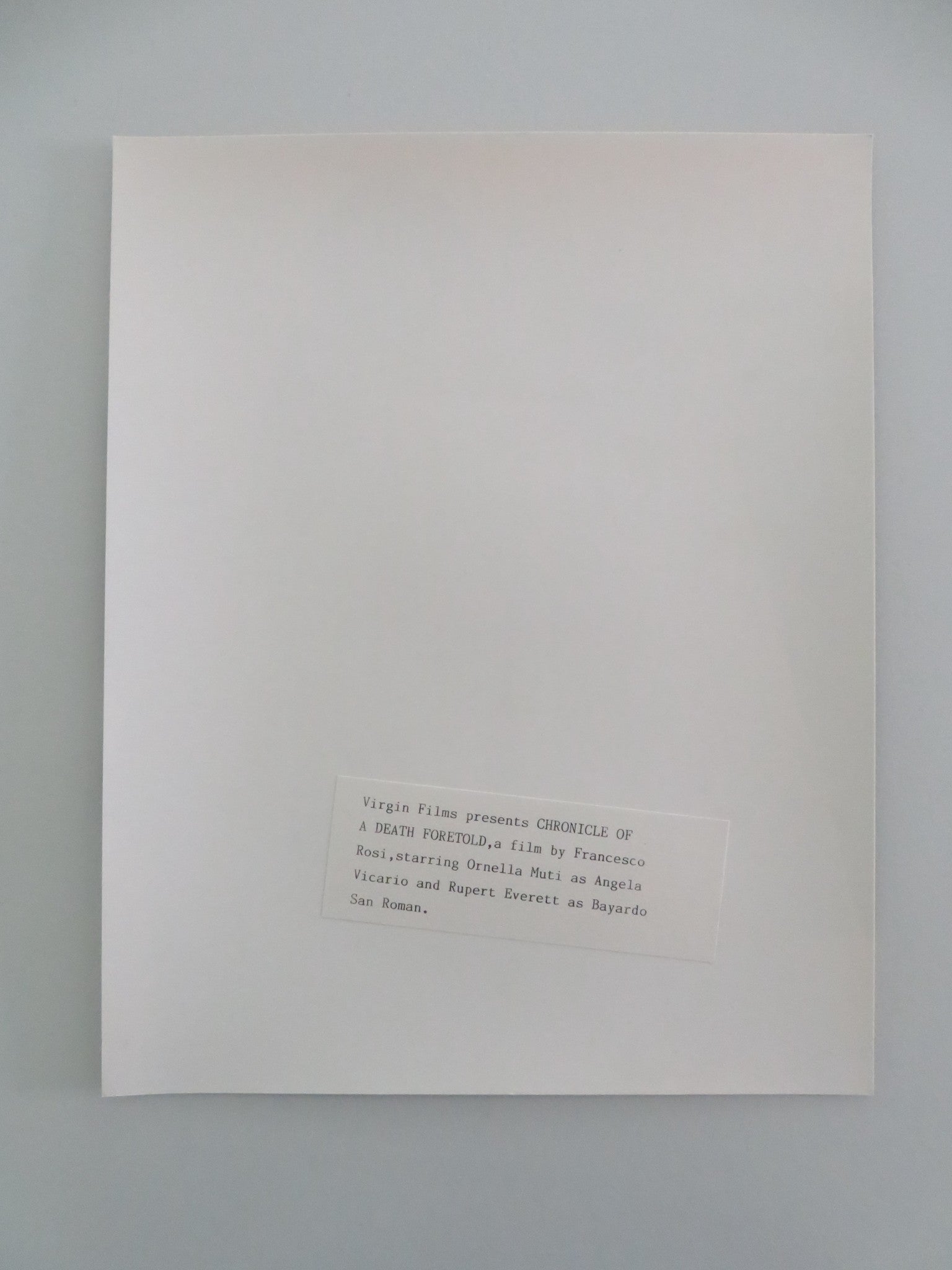 CHRONICLE OF A DEATH FORTOLD MOVIE STILL PHOTO RUPERT EVERETT ORNELLA MUTI 1987 Movie posters