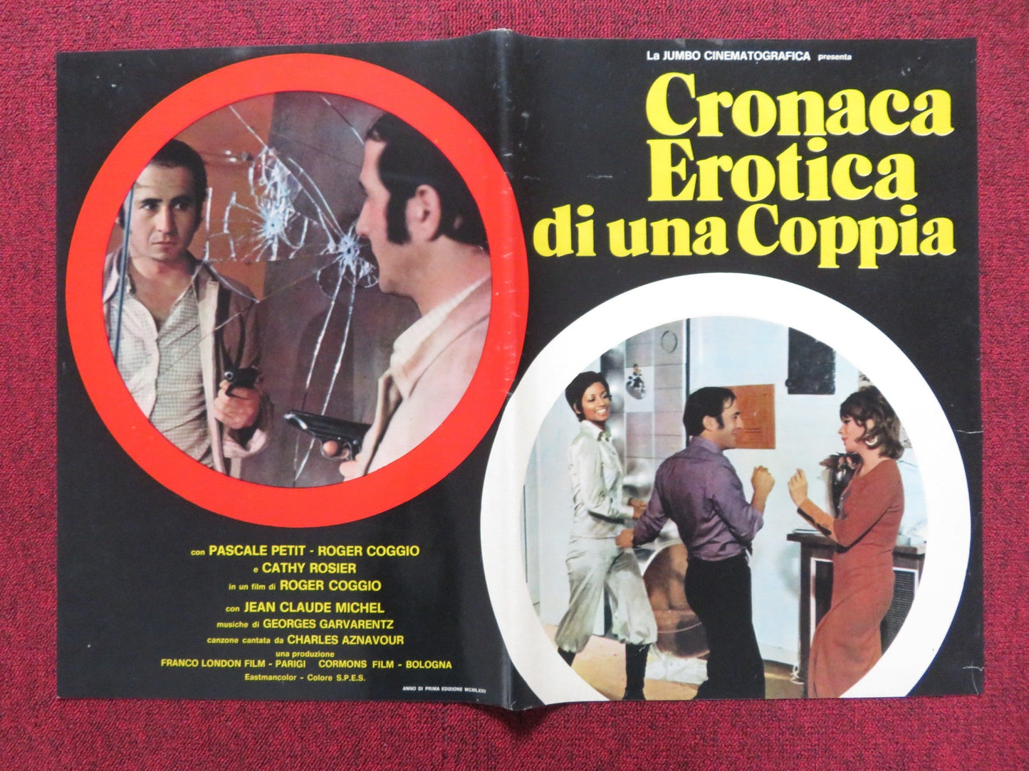 CHRONIQUE D'UN COUPLE - B ITALIAN FOTOBUSTA POSTER ROGER COGGIO P. PETIT 1972 Rendezvous Cinema Movie posters