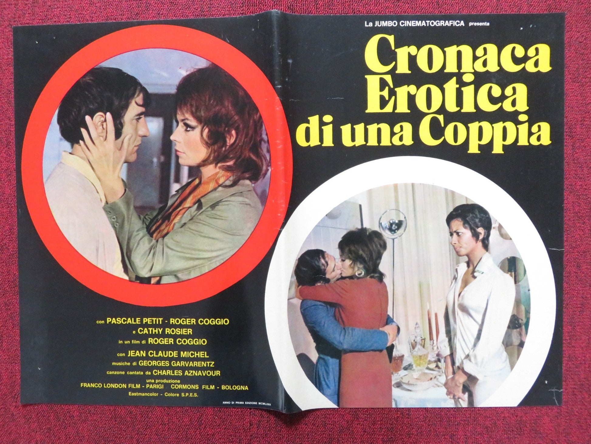 CHRONIQUE D'UN COUPLE - D ITALIAN FOTOBUSTA POSTER ROGER COGGIO P. PETIT 1972 Rendezvous Cinema Movie posters