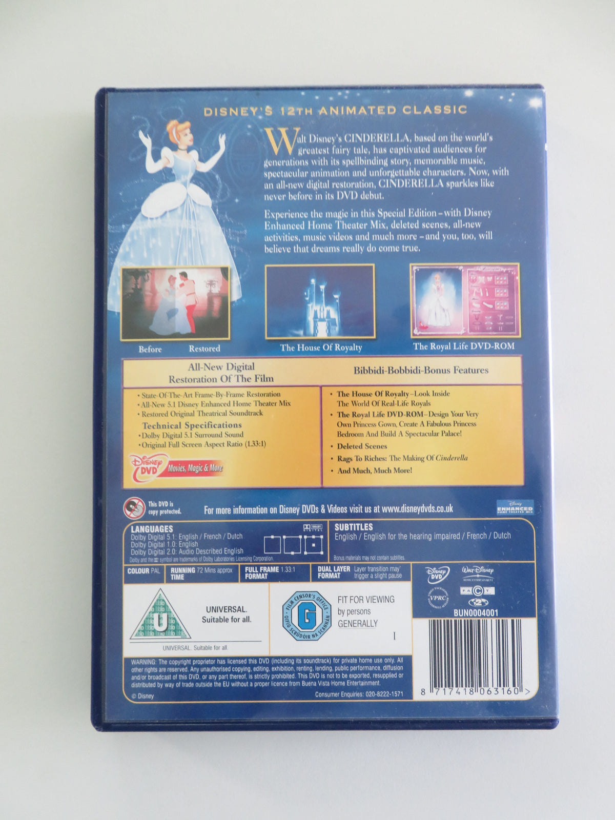 Cinderella - 2 disc Special Edition (DVD) Ilene Woods E. Audley 1950 Region 2 Movie posters