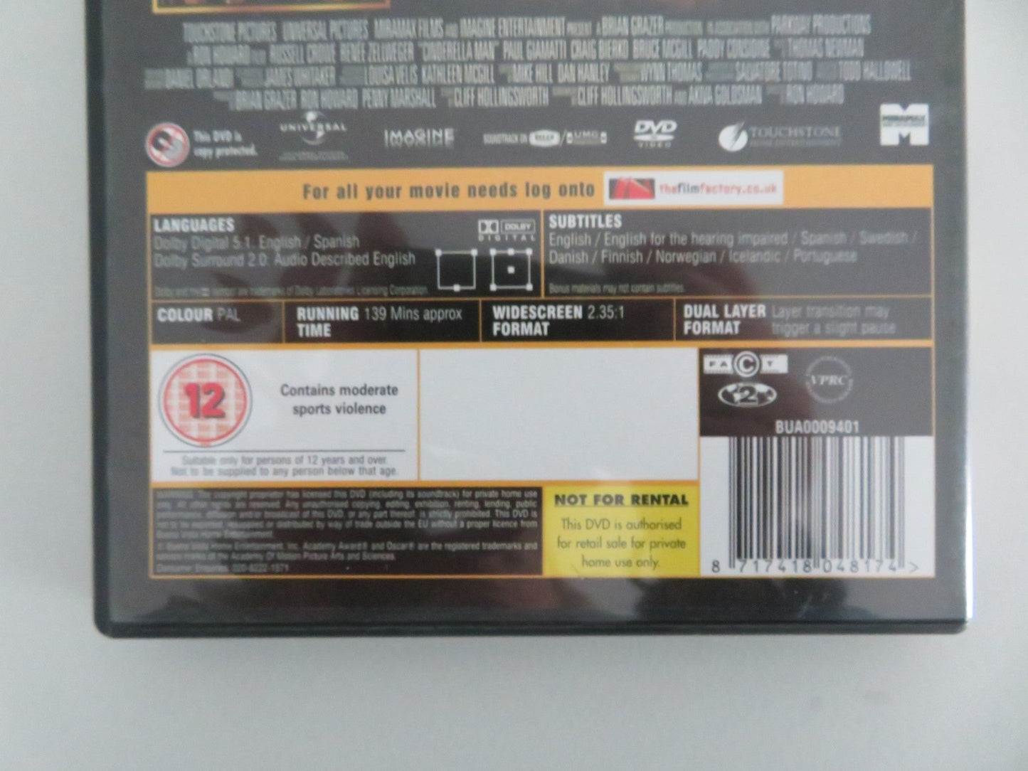 Cinderella Man (DVD) Russell Crowe Renee Zellweger 2000 Region 2 Movie posters