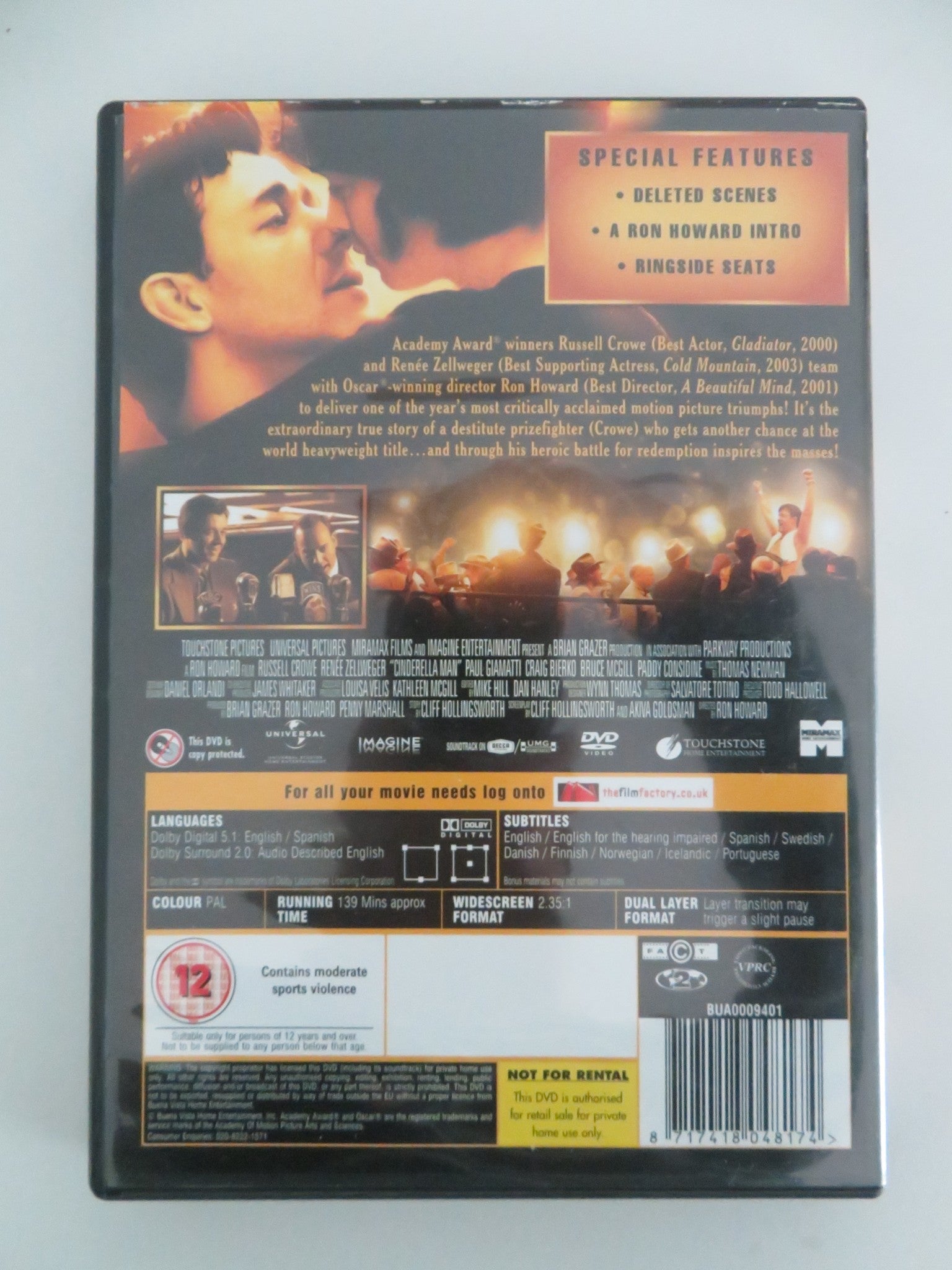 Cinderella Man (DVD) Russell Crowe Renee Zellweger 2000 Region 2 Movie posters