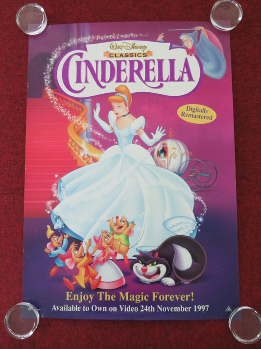 CINDERELLA VHS VIDEO POSTER ROLLED DISNEY ILENE WOODS ELEANOR AUDLEY 1997 Movie posters